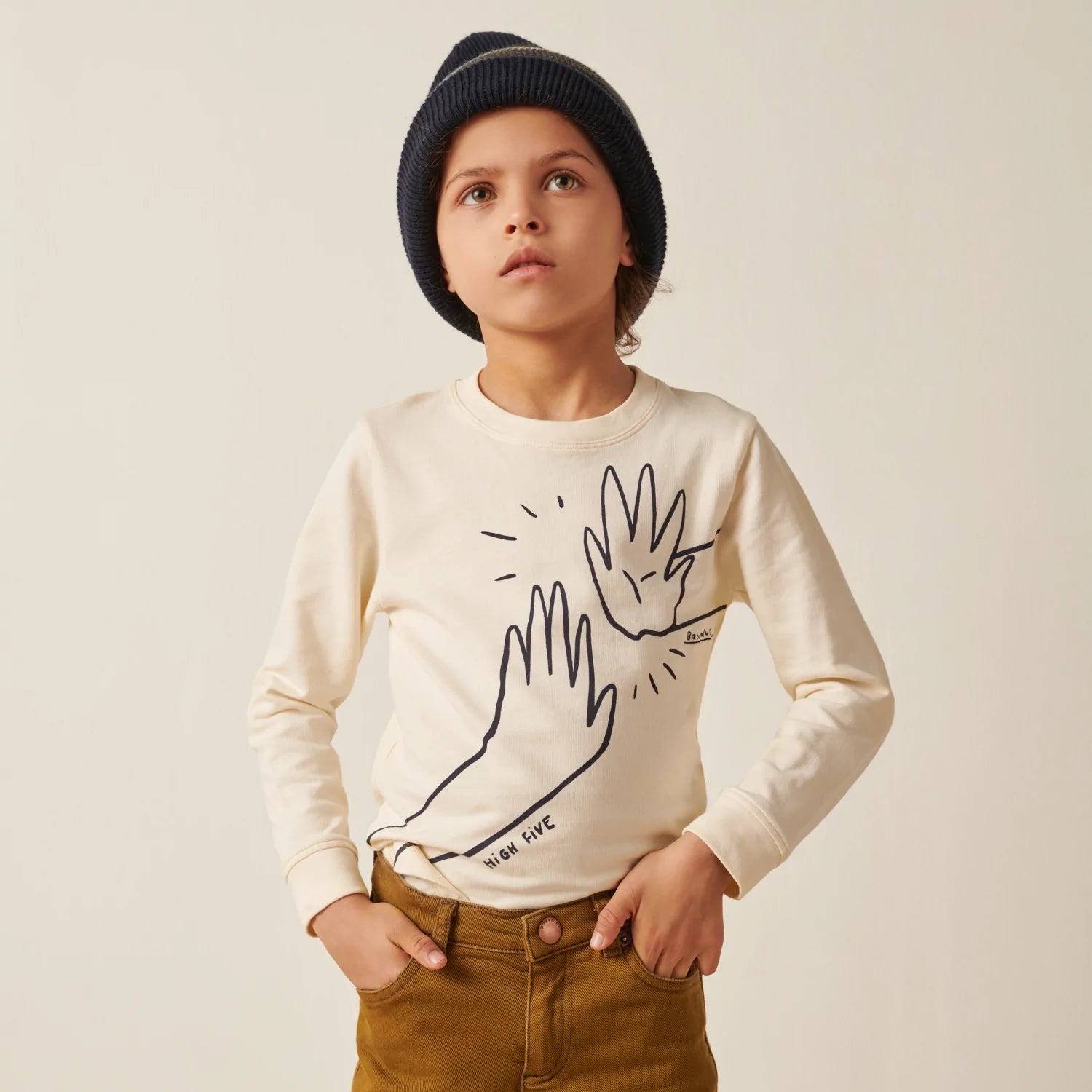 Boys White Printed Cotton T-Shirt