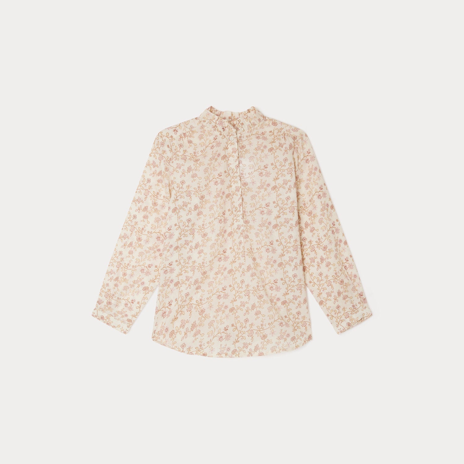 Girls Pink Floral Cotton Shirt