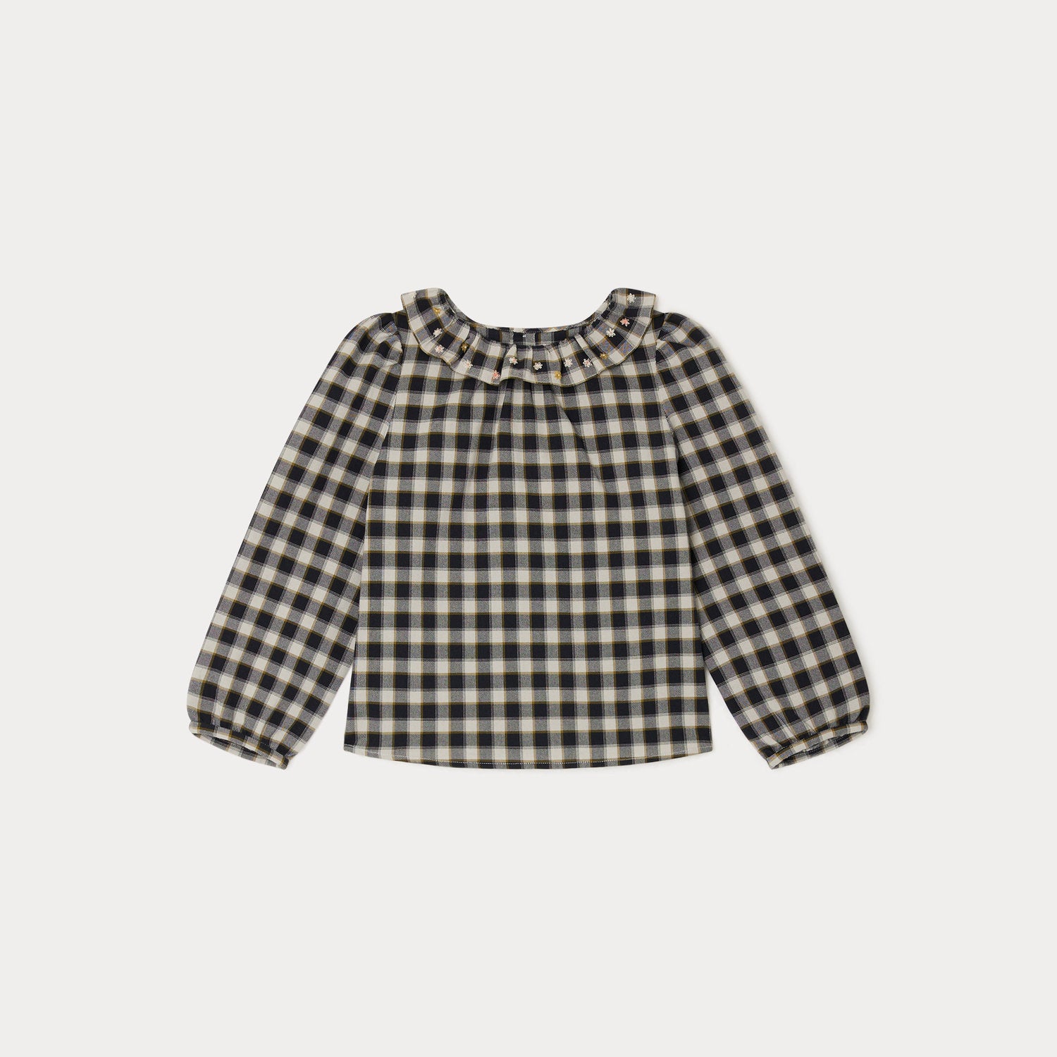 Girls Black Check Cotton Shirt