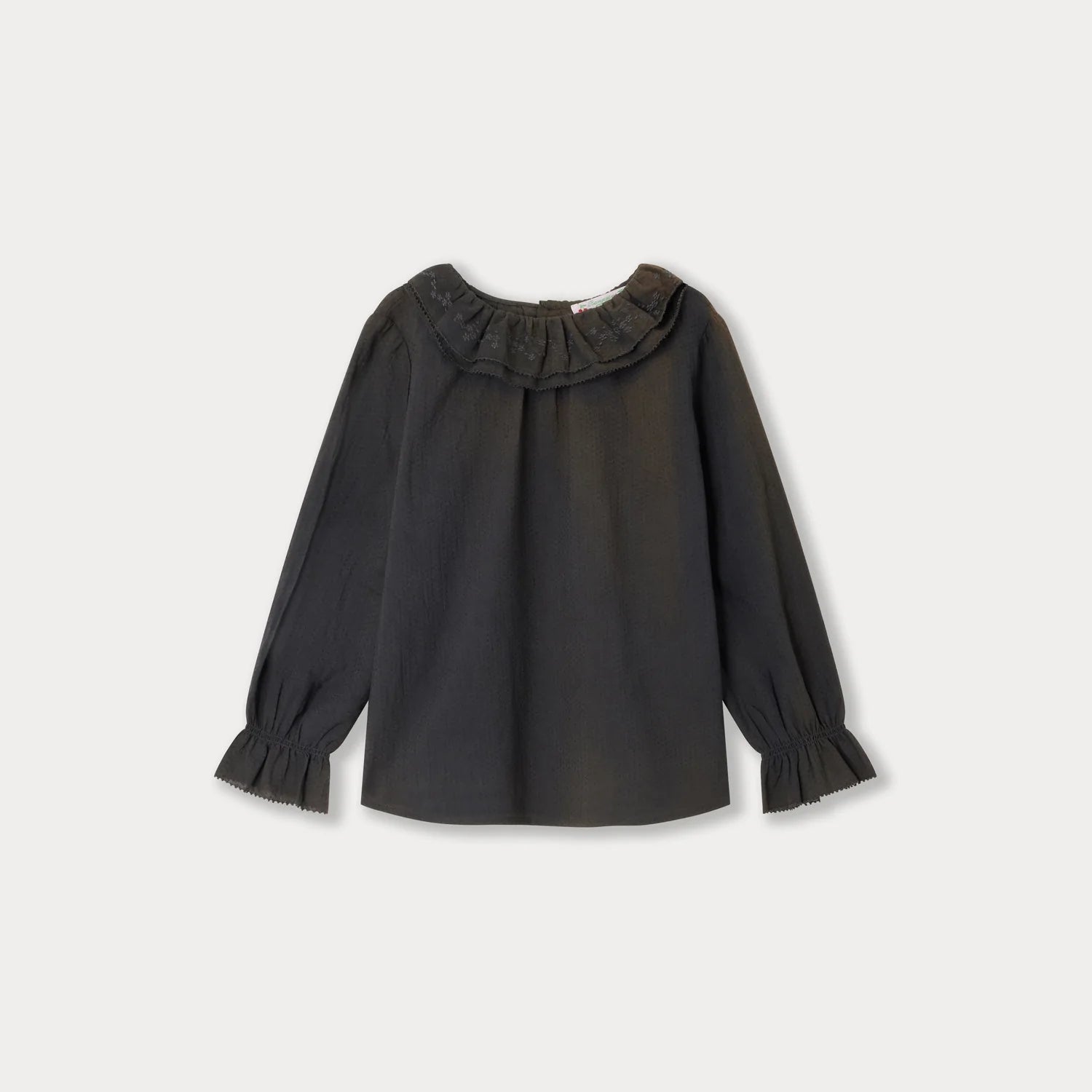 Girls Dark Grey Ruffled Shirt