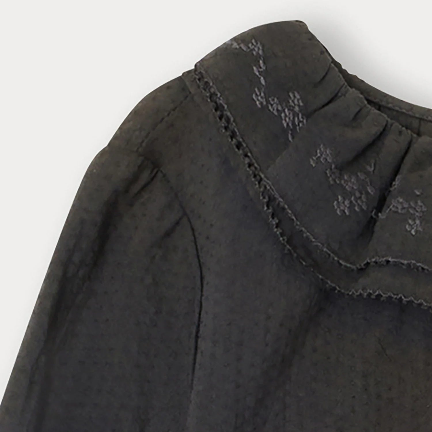 Girls Dark Grey Ruffled Shirt