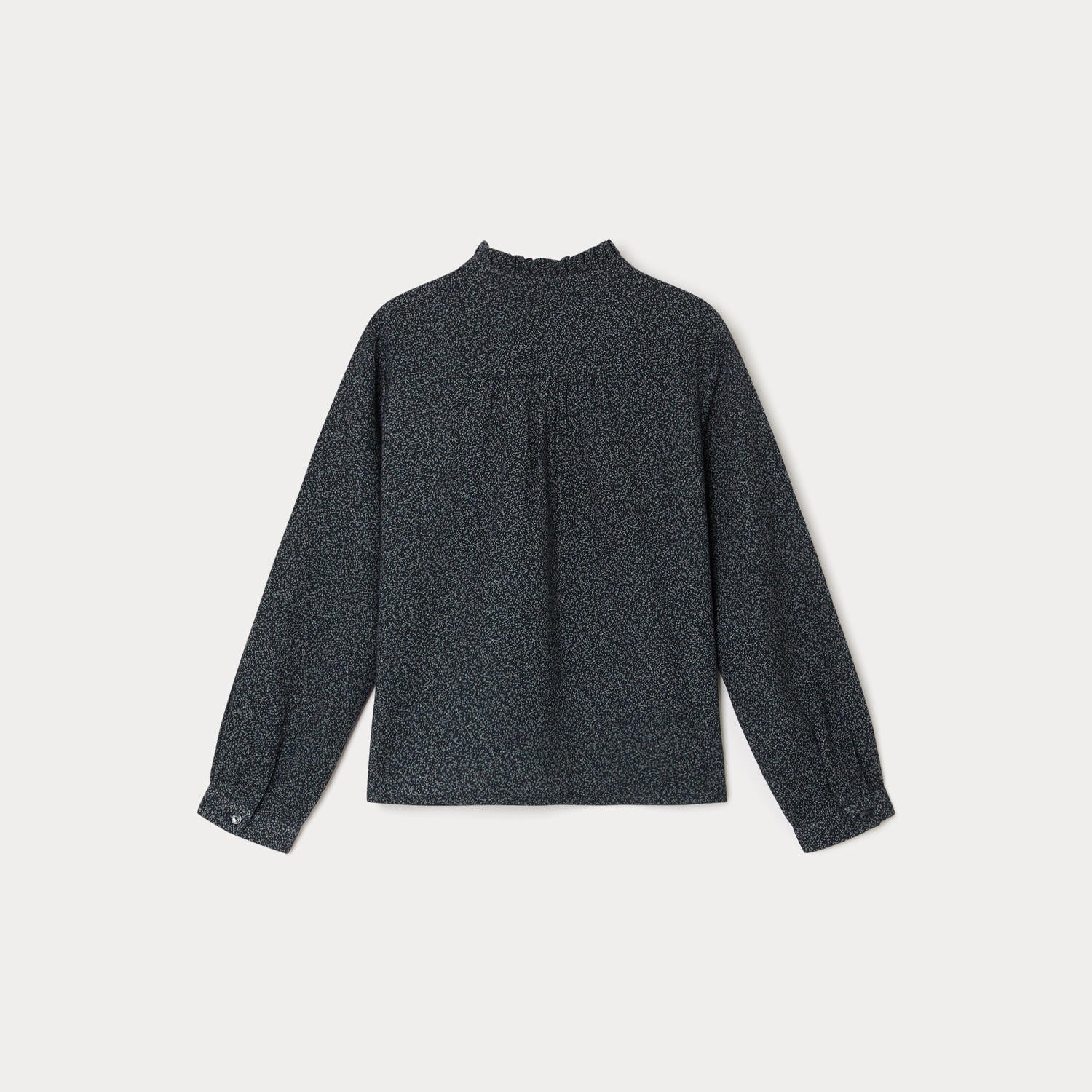 Girls Dark Grey Floral Cotton Shirt