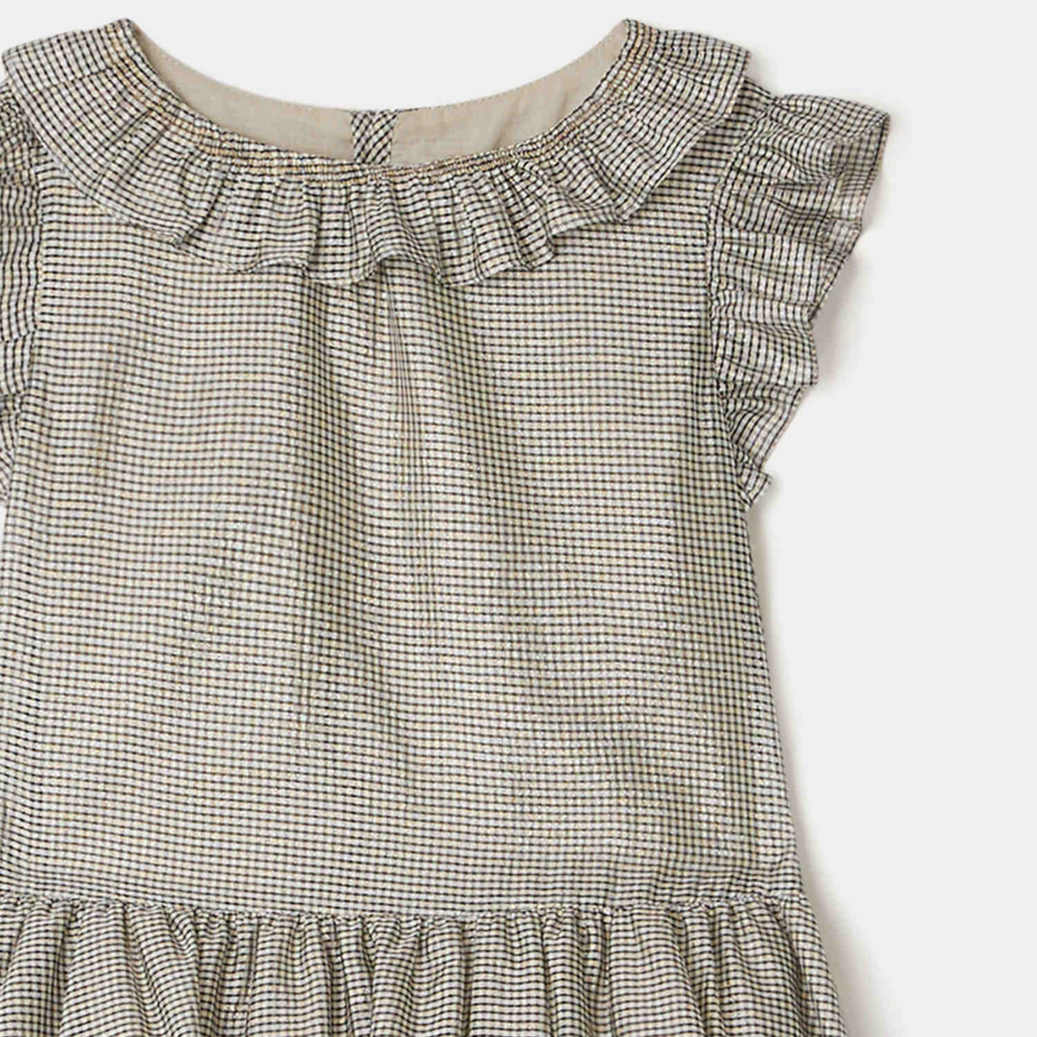 Girls Silver Check Dress