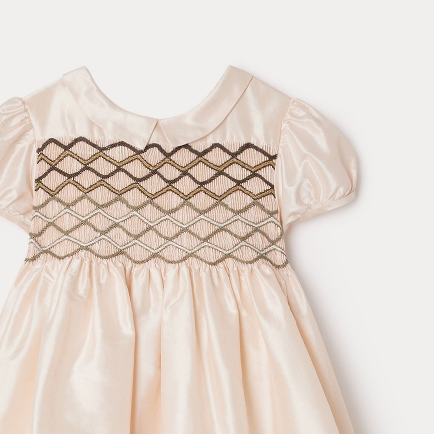 Girls Pale Pink Silk Dress