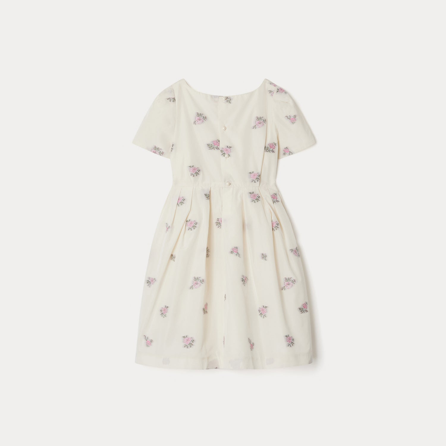 Girls White Flower Embroidered Dress