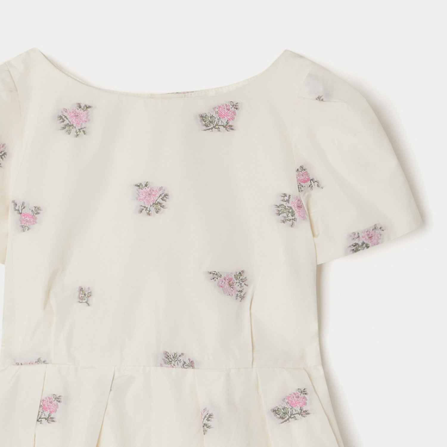 Girls White Flower Embroidered Dress