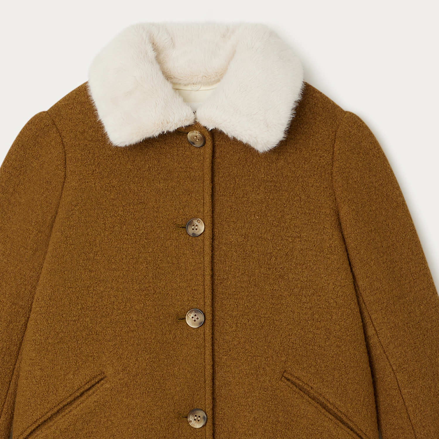 Girls Brown Wool Coat