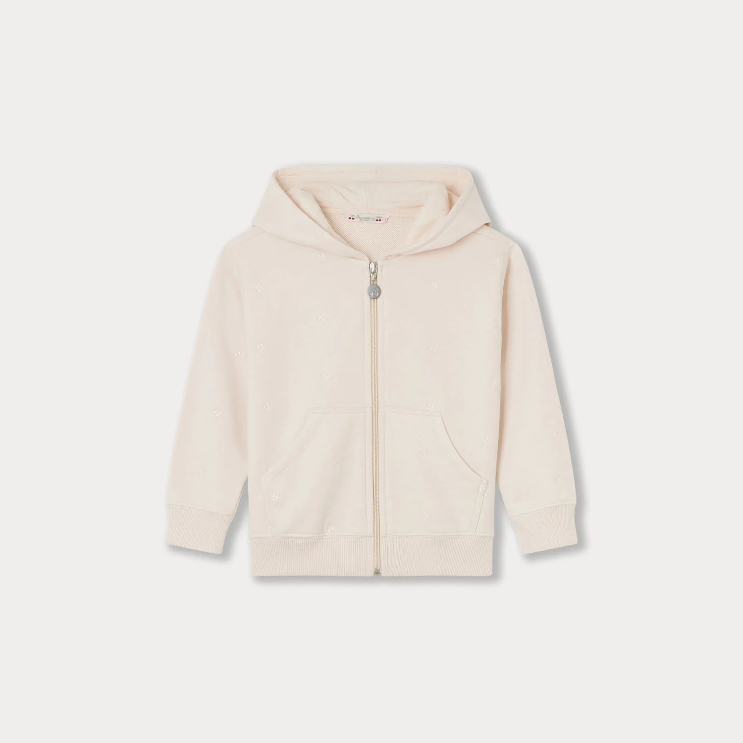 Girls White Hooded Zip-Up Top