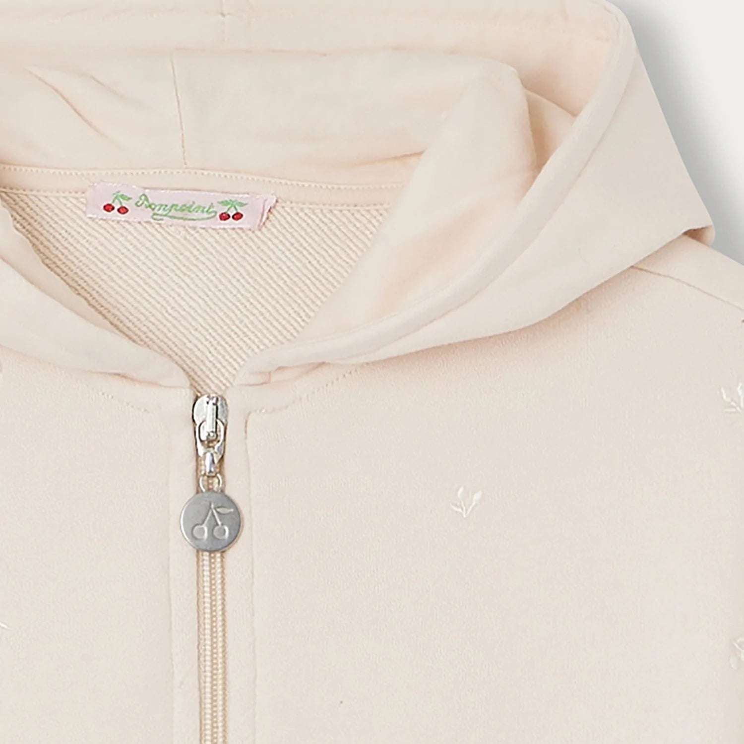 Girls White Hooded Zip-Up Top