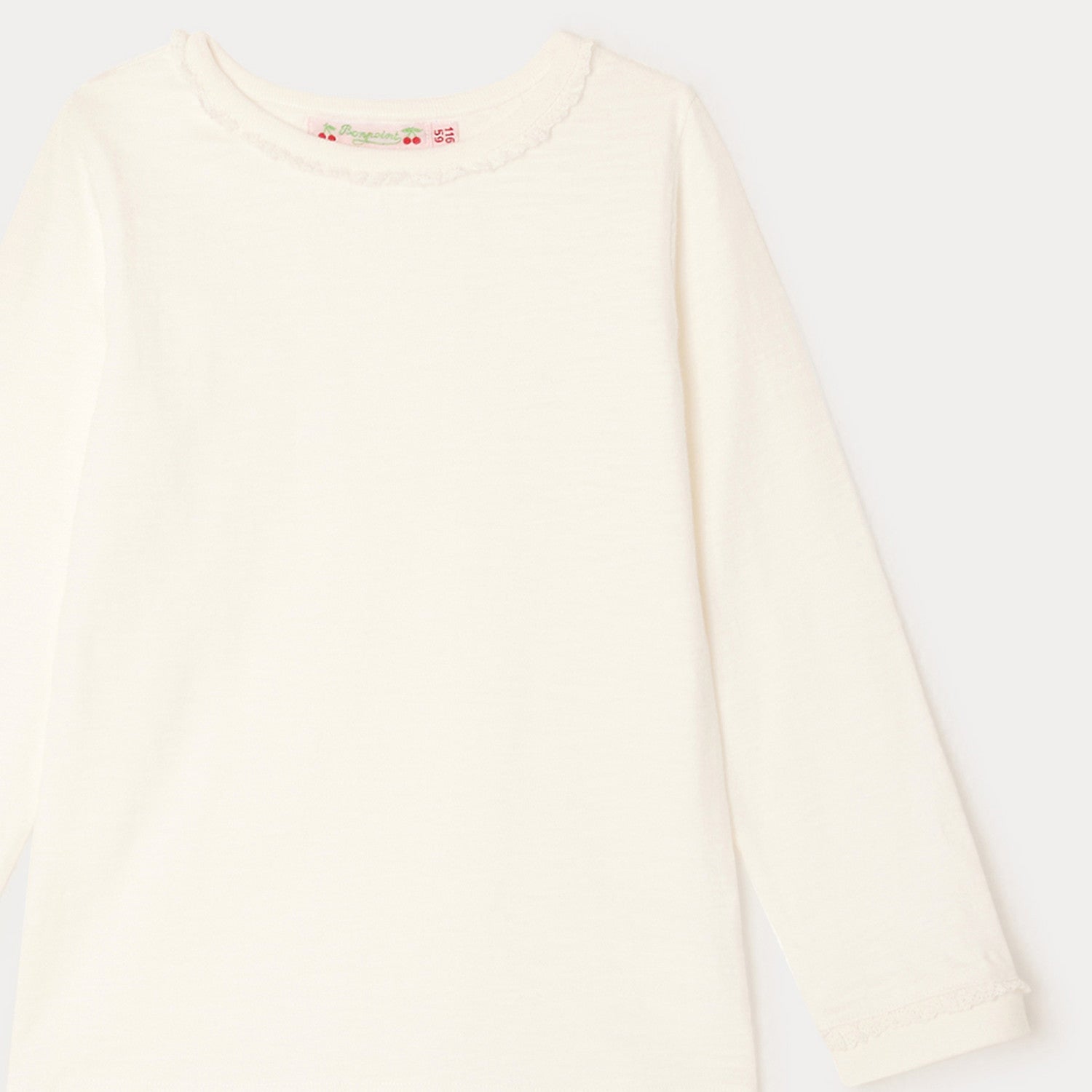 Girls White Cotton T-Shirt