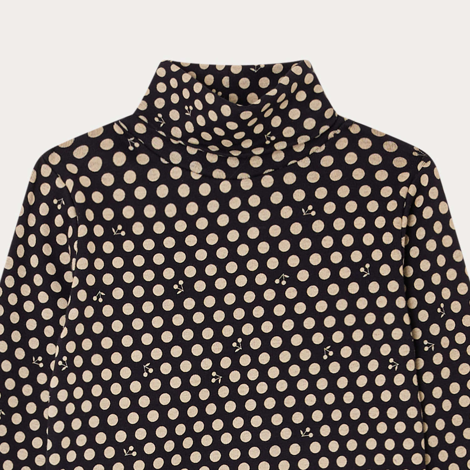Girls Navy Dots Cotton T-Shirt