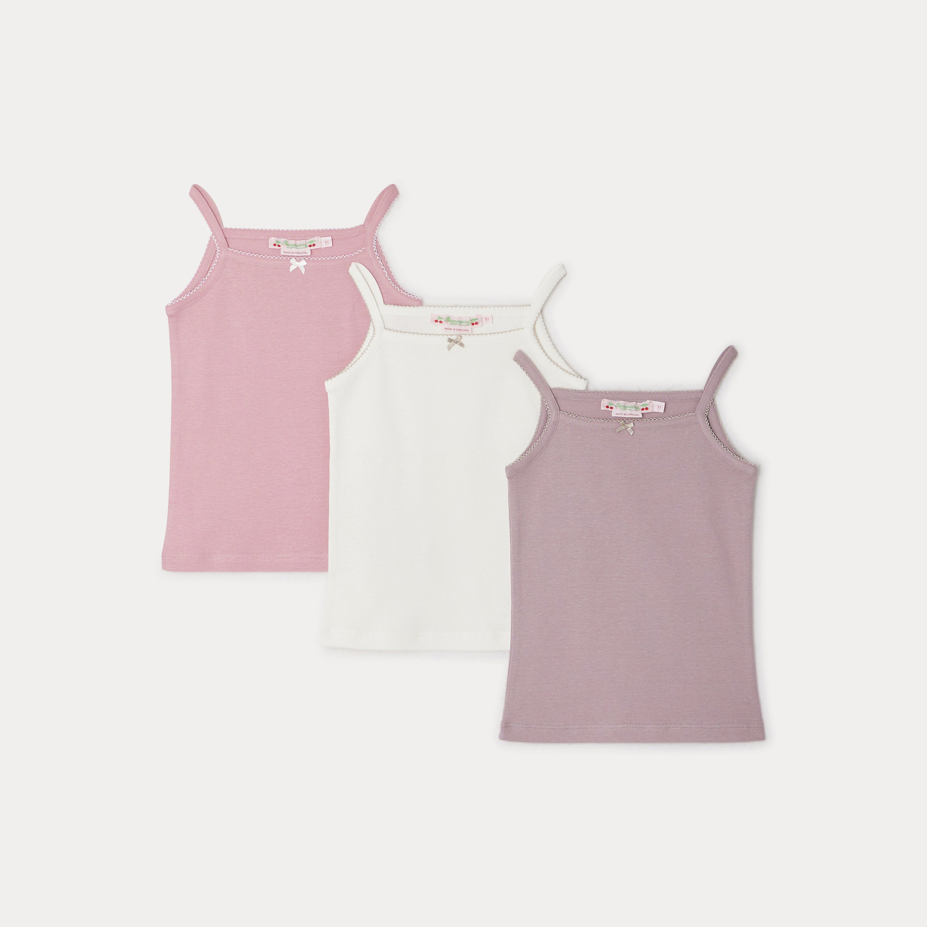 Girls Multicolor Cotton Vest Set(3 Pack)