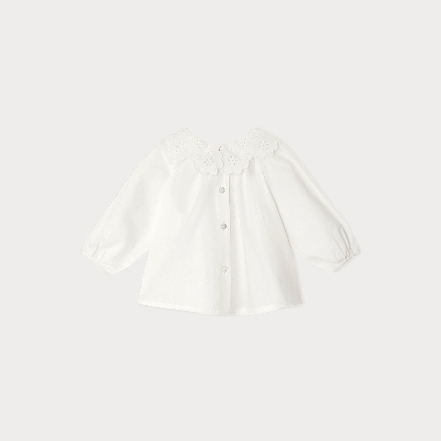 Baby Girls White Ruffle Cotton Shirt