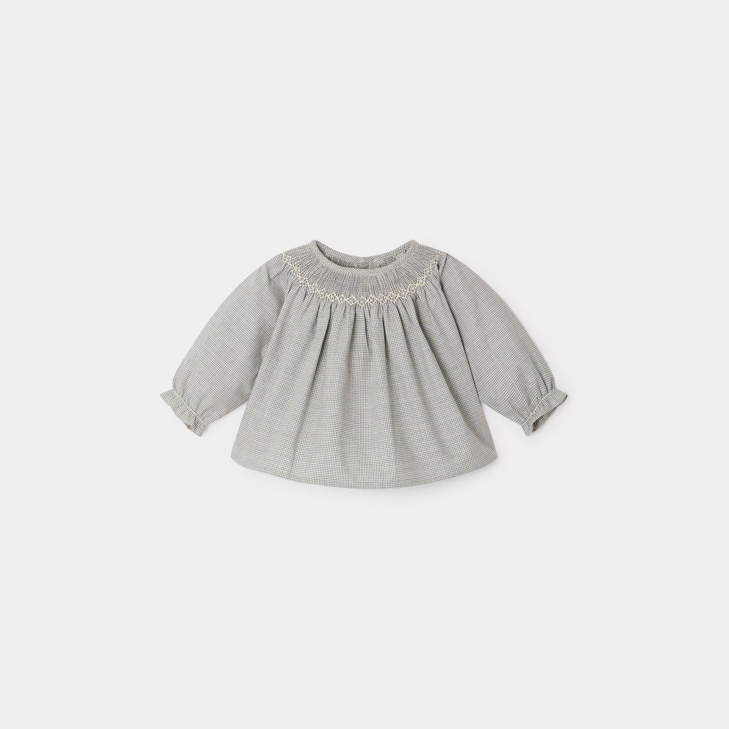 Baby Girls Grey Check Cotton Shirt