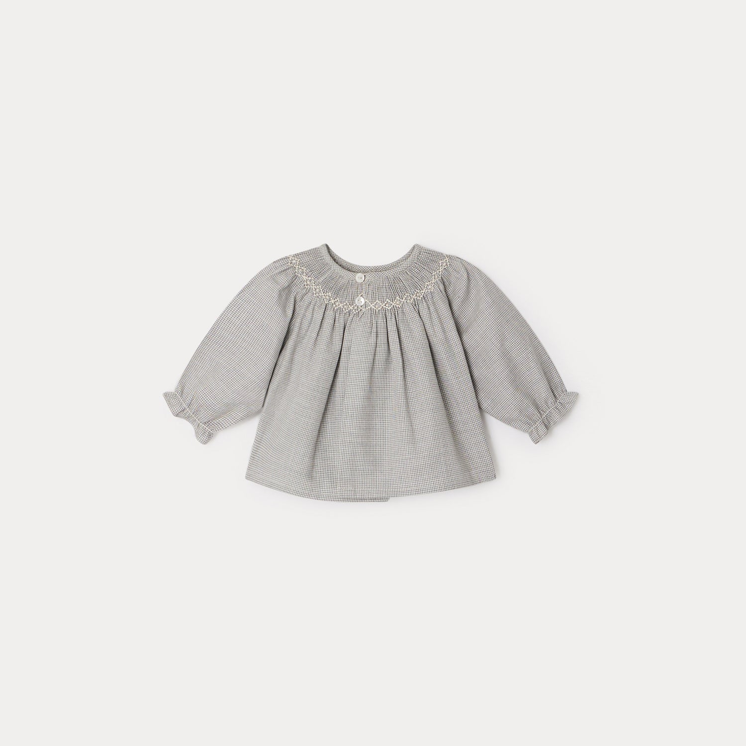 Baby Girls Grey Check Cotton Shirt