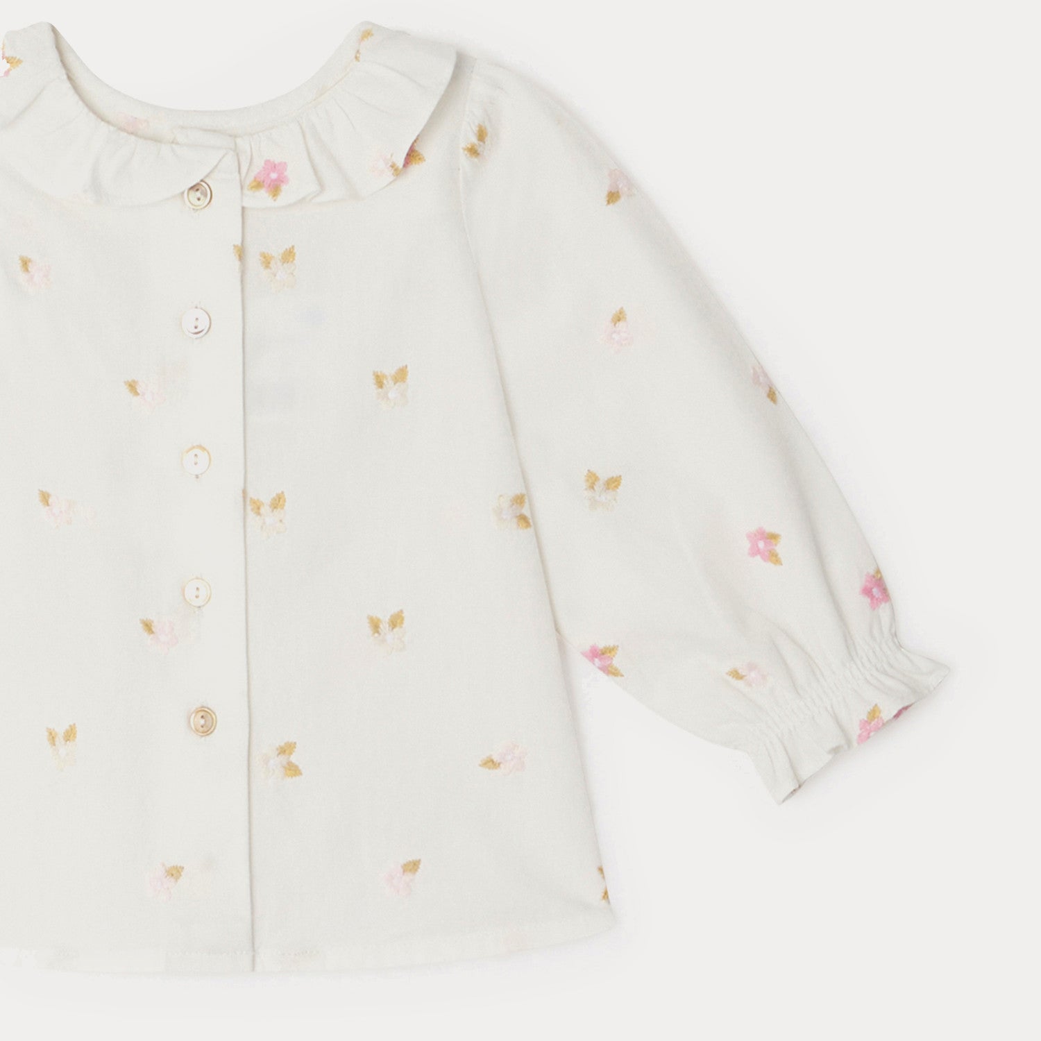 Baby Girls White Embroidered Cotton Shirt