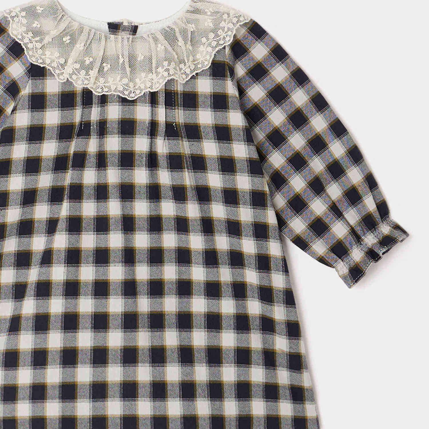 Baby Girls Black Check Dress