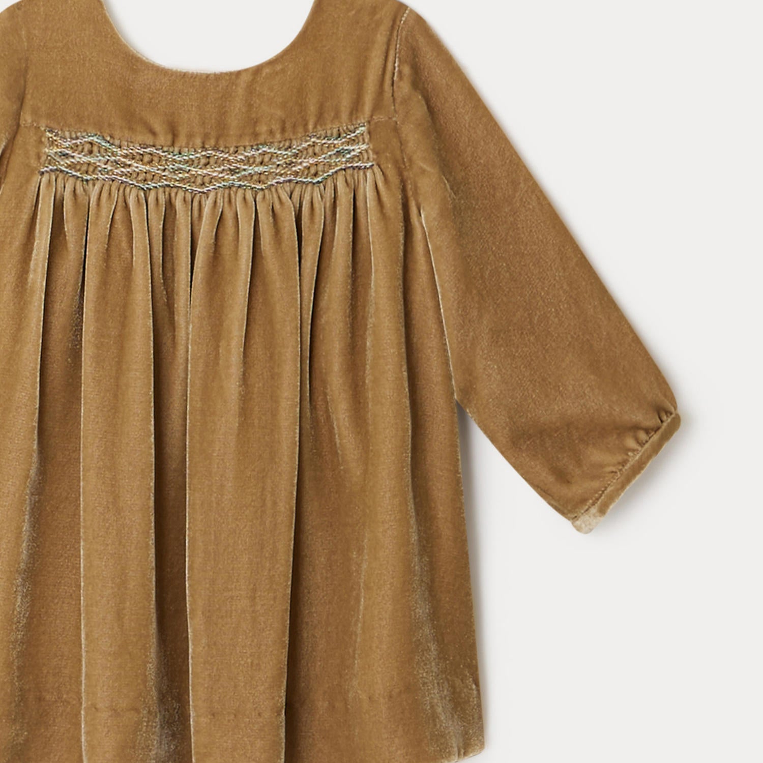 Baby Girls Beige Velvet Dress
