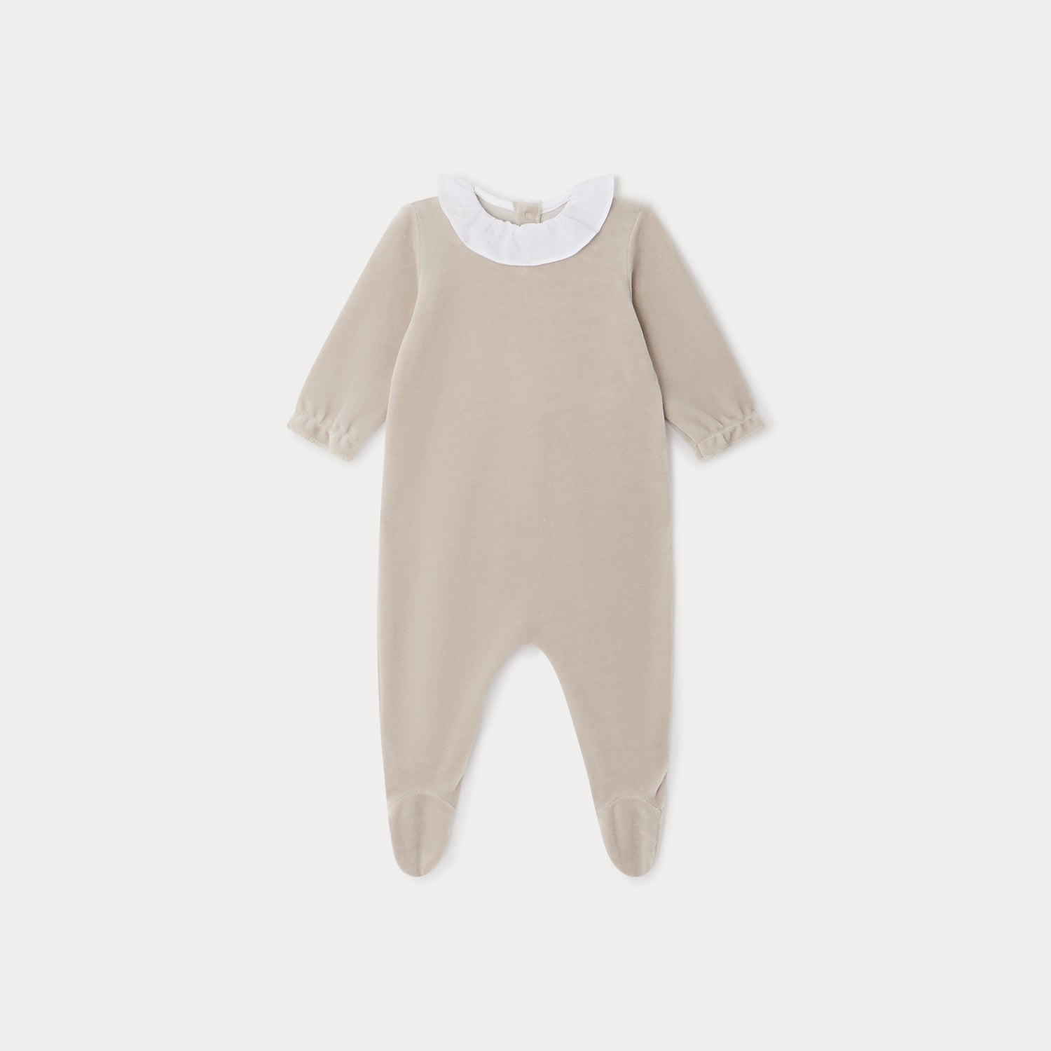 Baby Girls Beige Cotton Babysuit