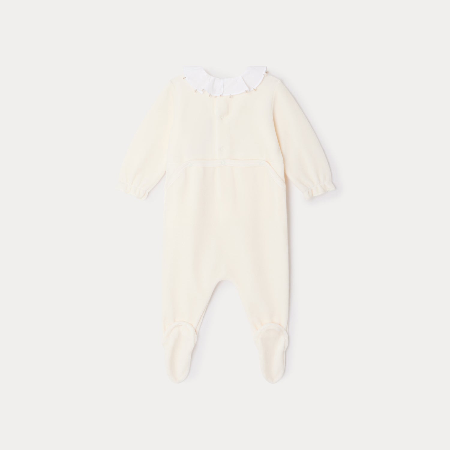 Baby Girls White Ruffle Cotton Babysuit