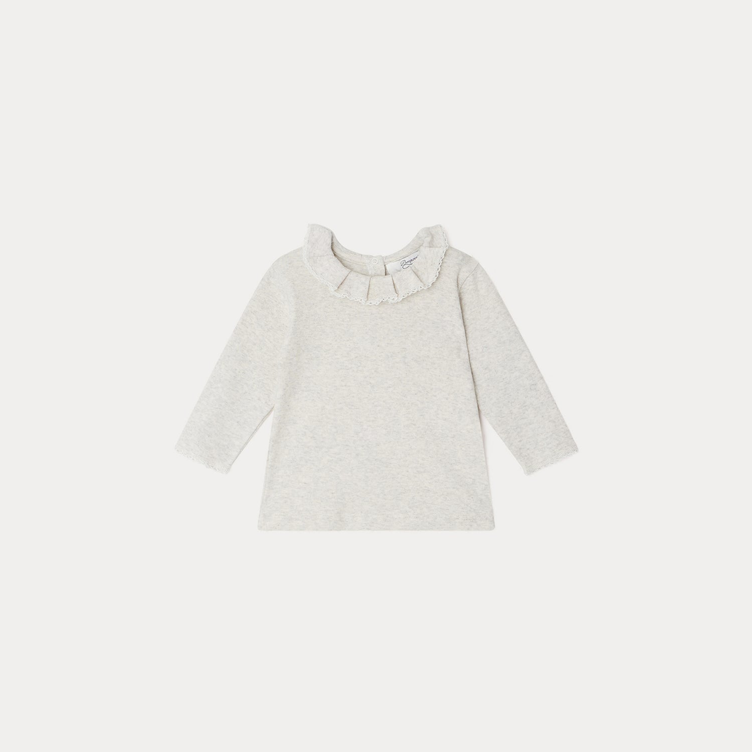 Baby Girls Grey Ruffle Cotton T-Shirt
