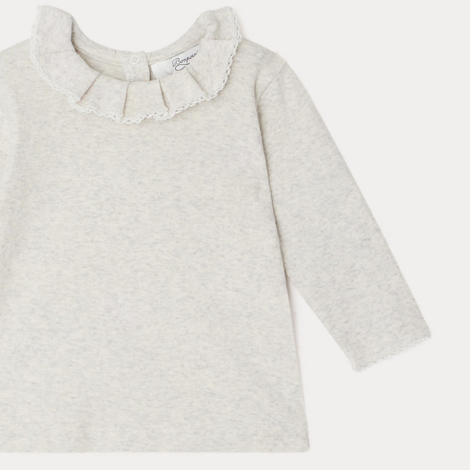 Baby Girls Grey Ruffle Cotton T-Shirt