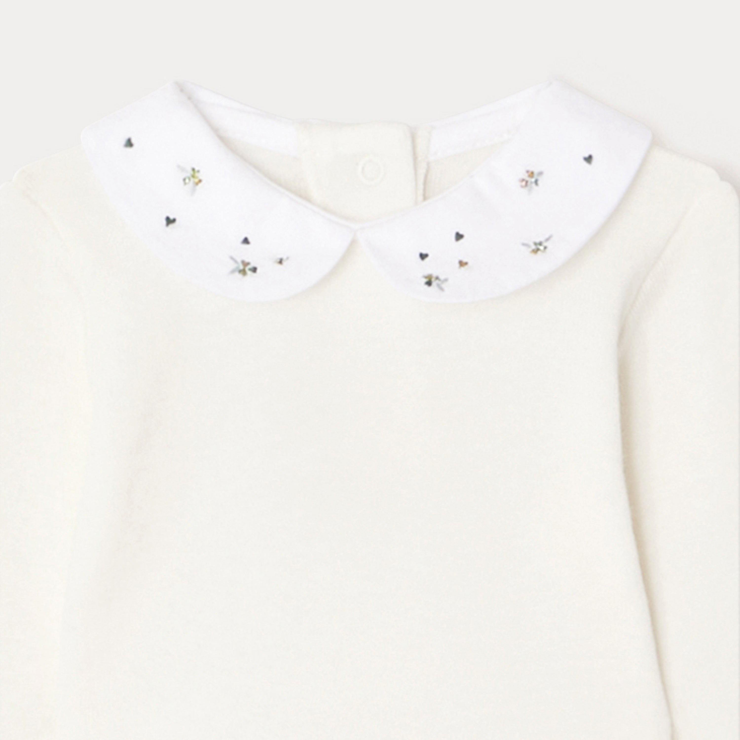 Baby Girls White Cotton Babysuit