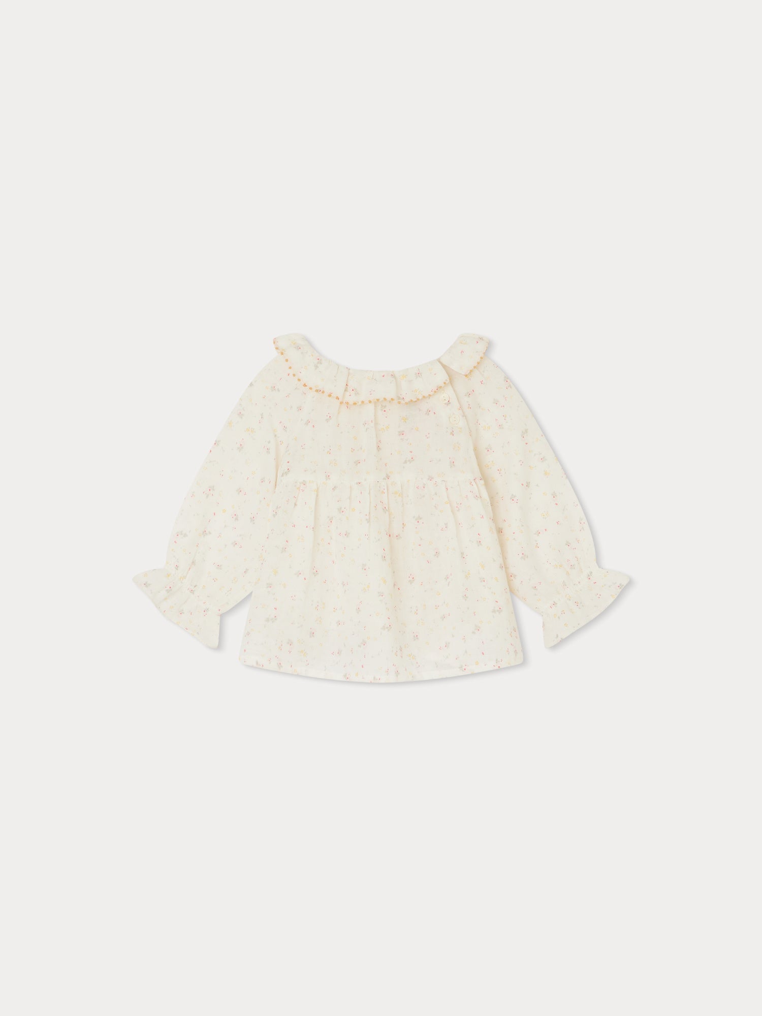 Baby Girls Beige Floral Cotton Top