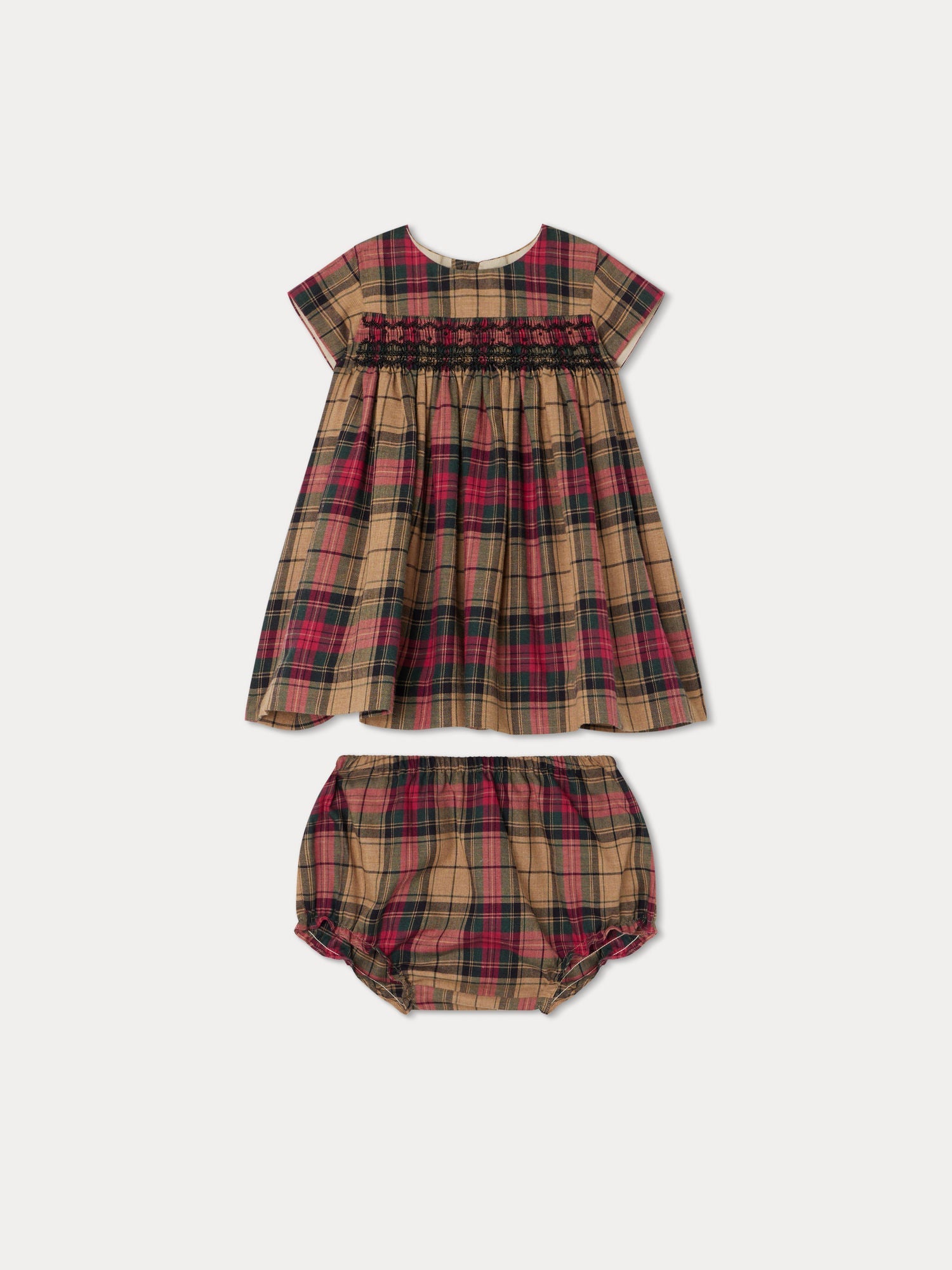 Baby Girls Camel Check Cotton Dress Set