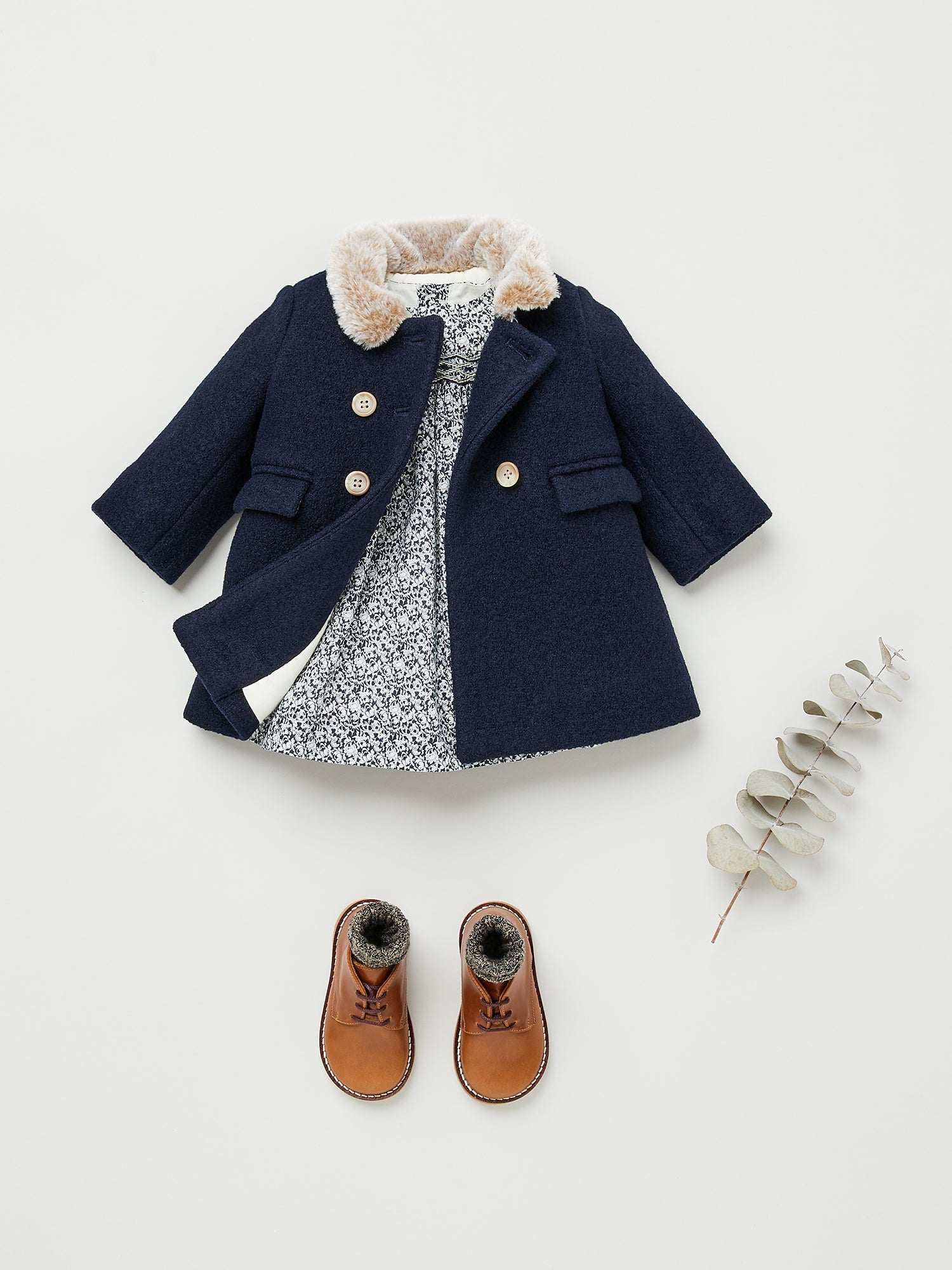 Baby Girls Navy Floral Cotton Dress