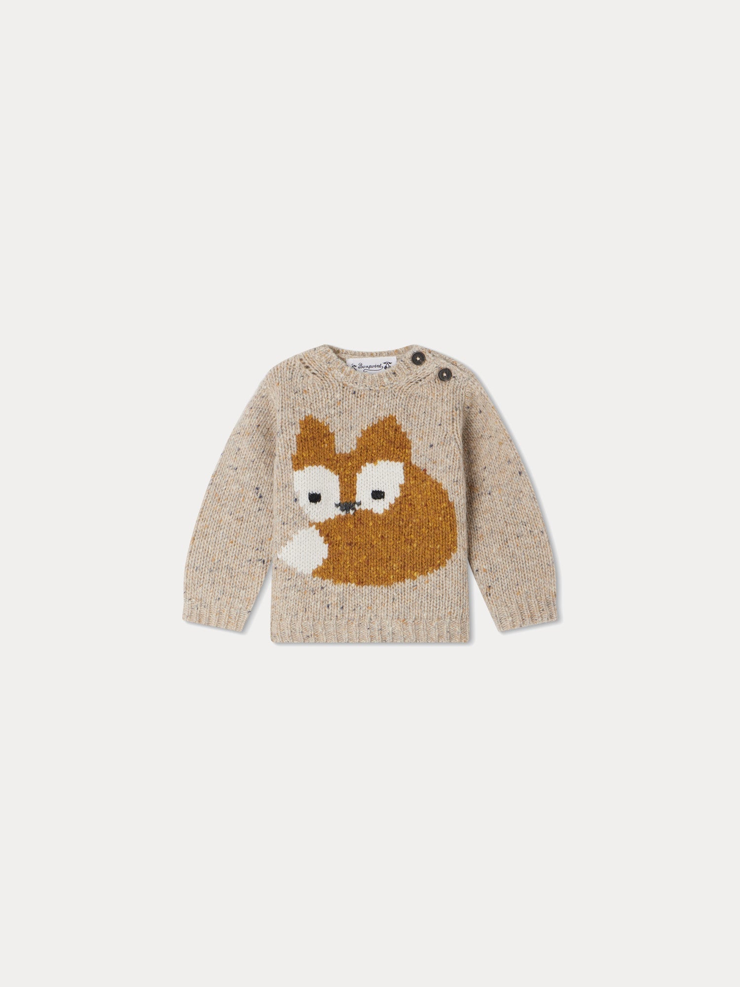 Baby Boys Beige Fox Wool Sweater