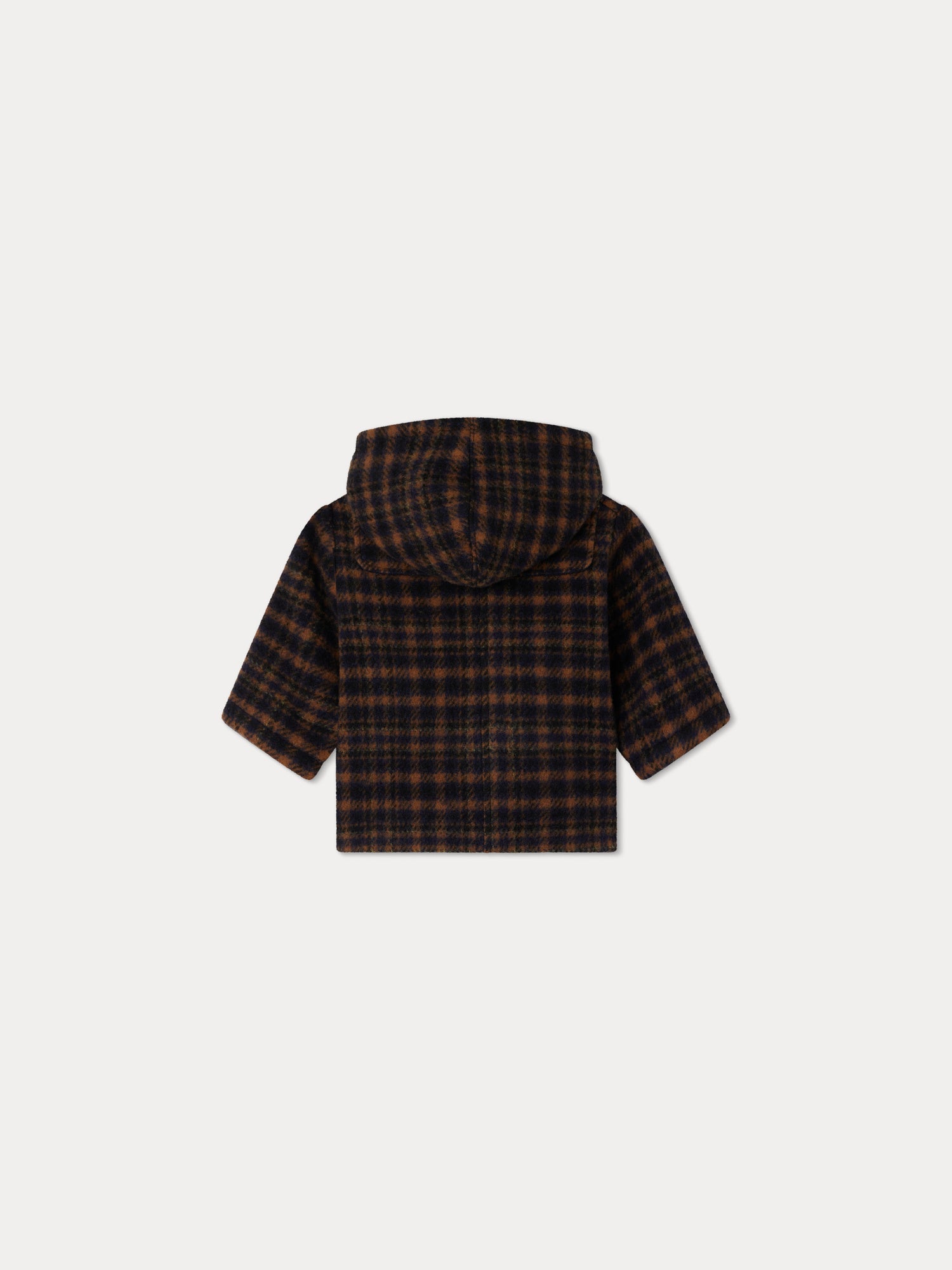 Baby Boys Brown Check Wool Coat