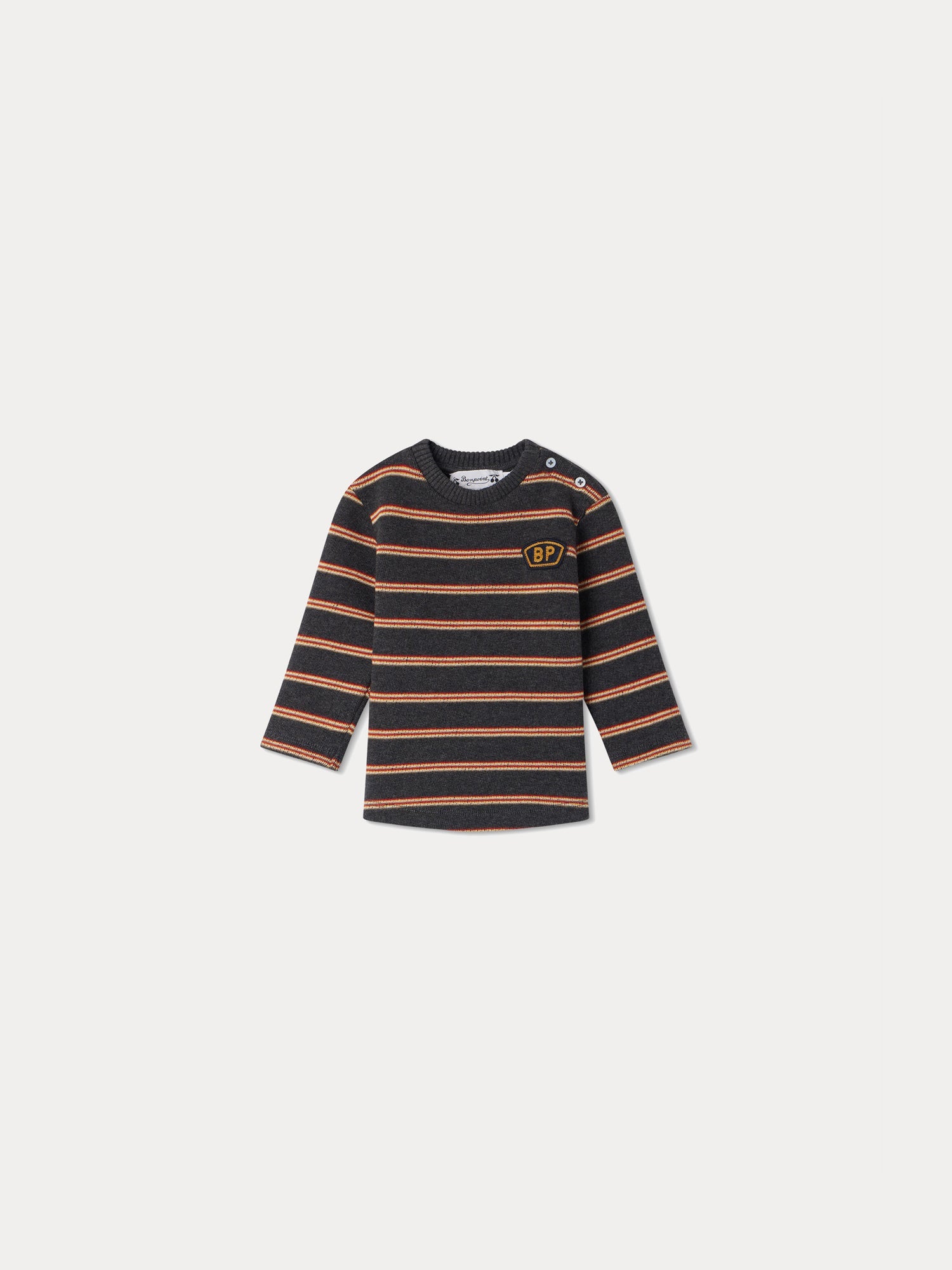 Baby Boys Grey Stripes Cotton Sweatshirt