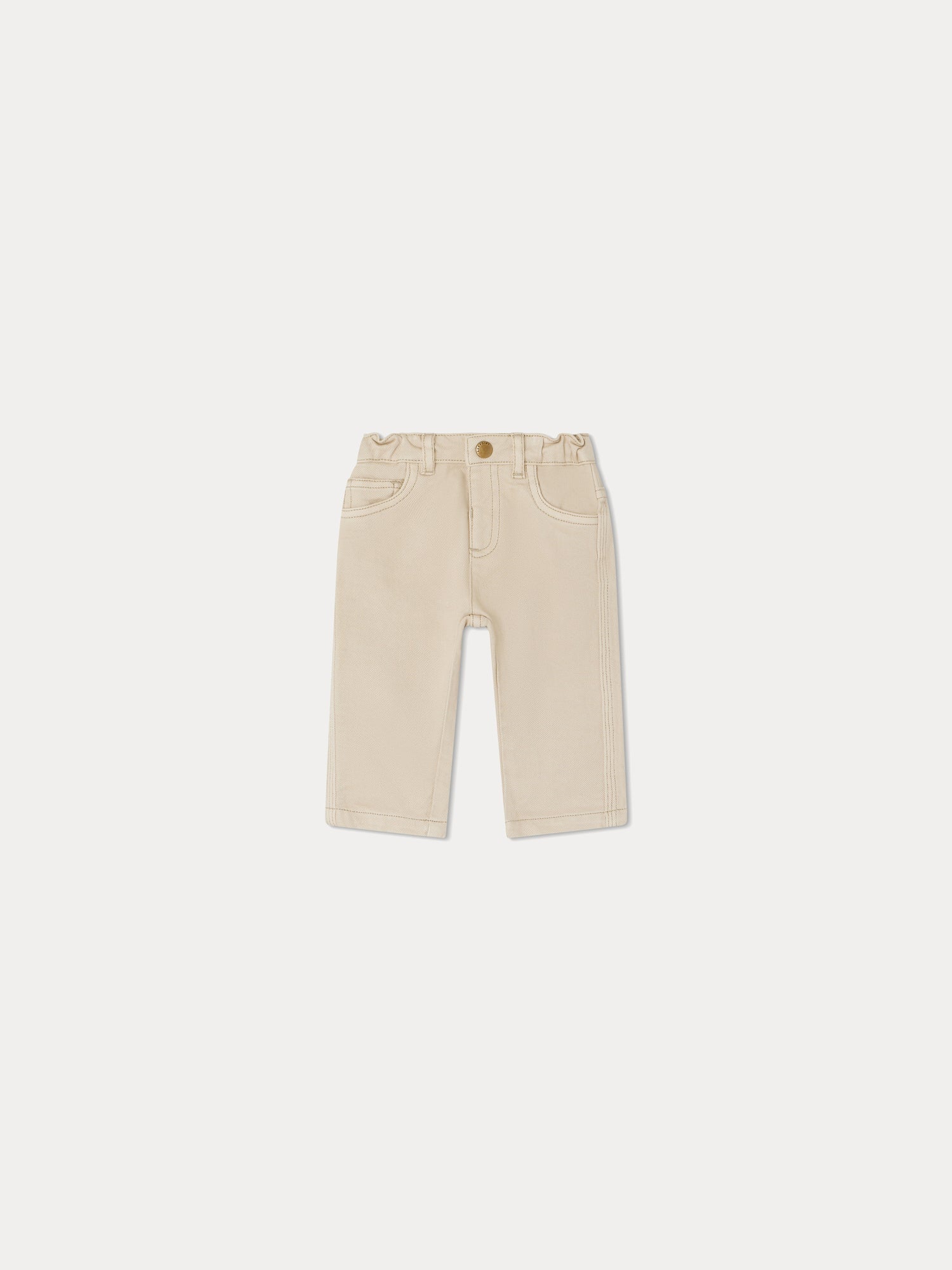 Baby Boys & Girls Beige Cotton Trousers