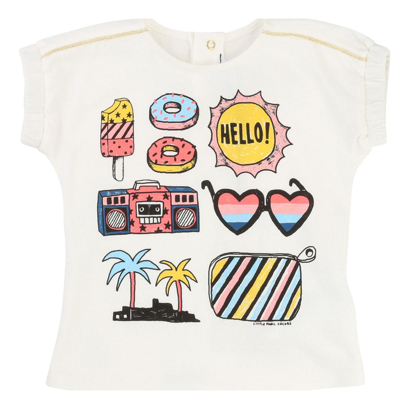 Baby Girls Ivory Fancy Illustration Printed T-Shirt - CÉMAROSE | Children's Fashion Store
