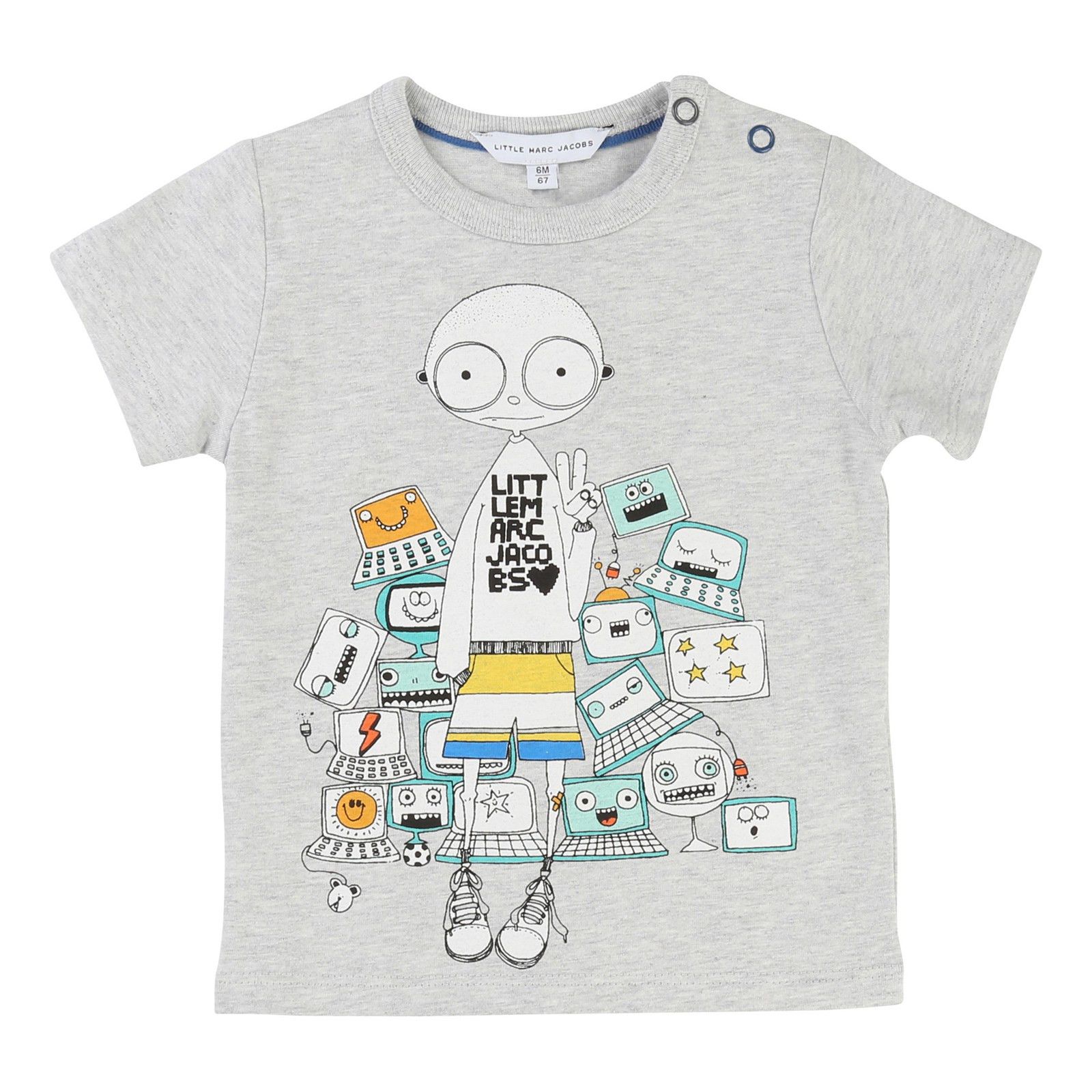 Baby Boys Grey 'Mr Marc' Printed Cotton Jersey T-Shirt - CÉMAROSE | Children's Fashion Store