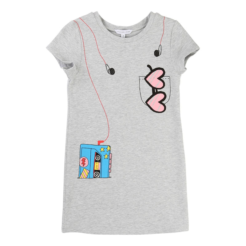 Girls Grey Fancy Illustration Printed Fleece Dress - CÉMAROSE | Children's Fashion Store