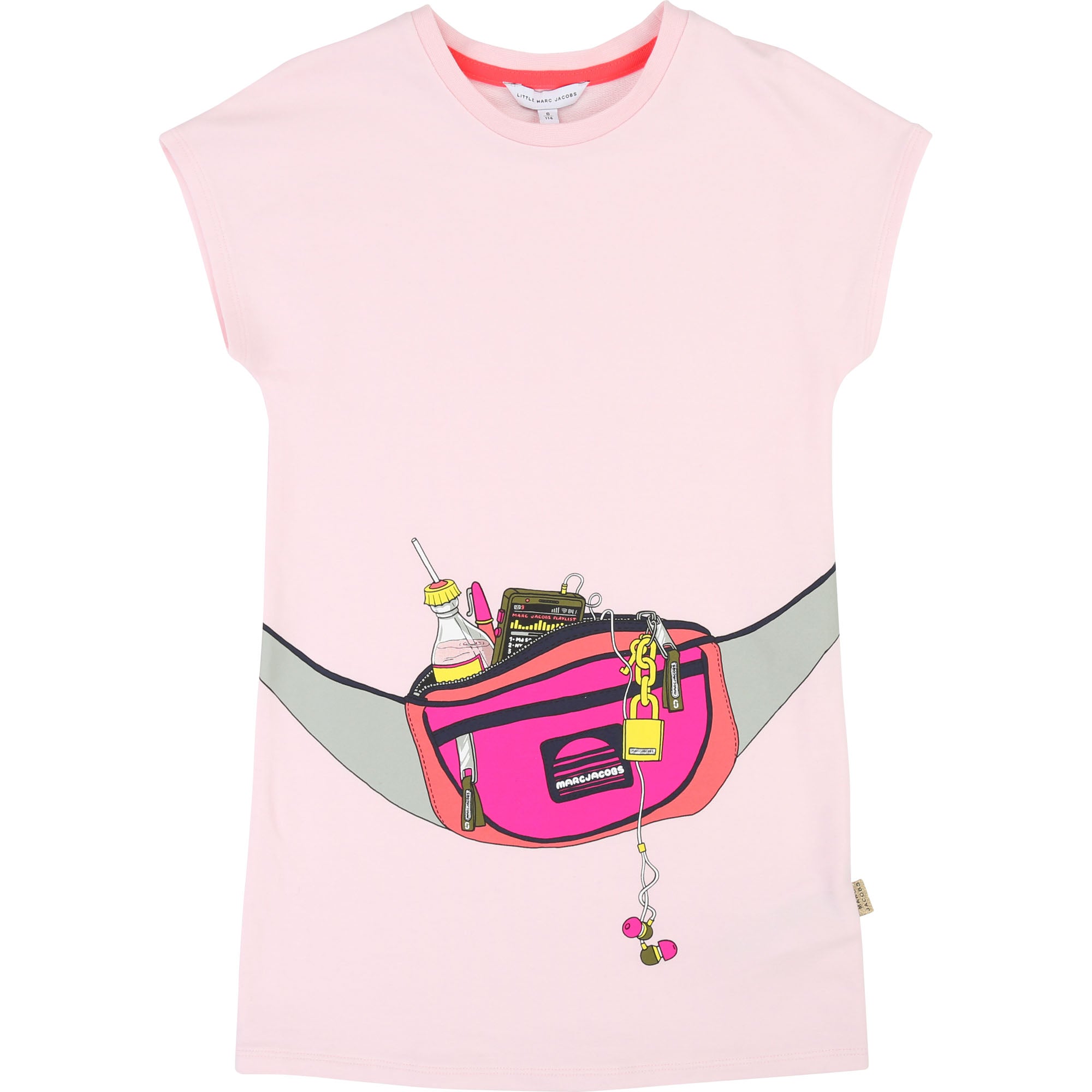 Girls Pink Printed Cotton Dress