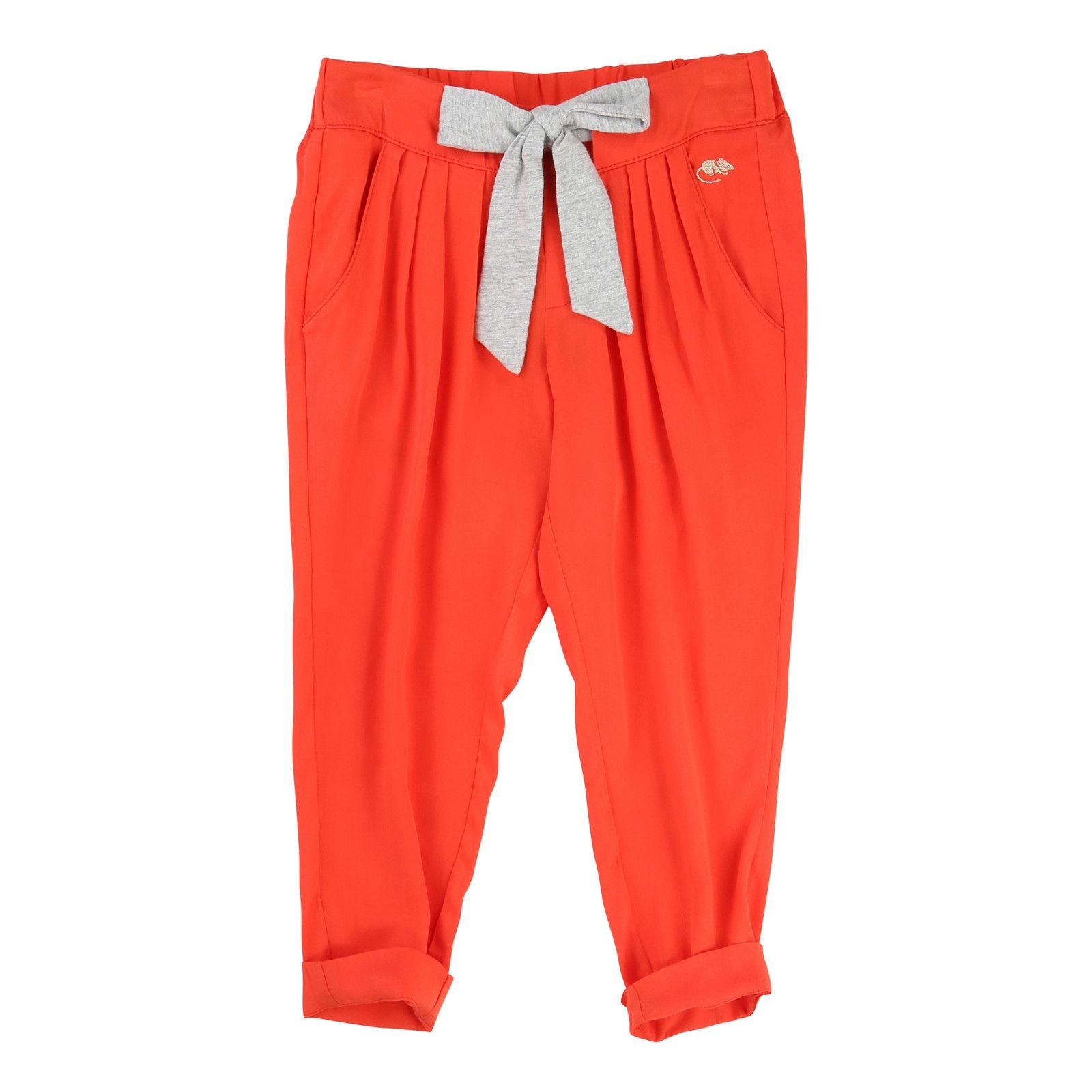 Girls Red Viscose Trousers With Bow Trims - CÉMAROSE | Children's Fashion Store
