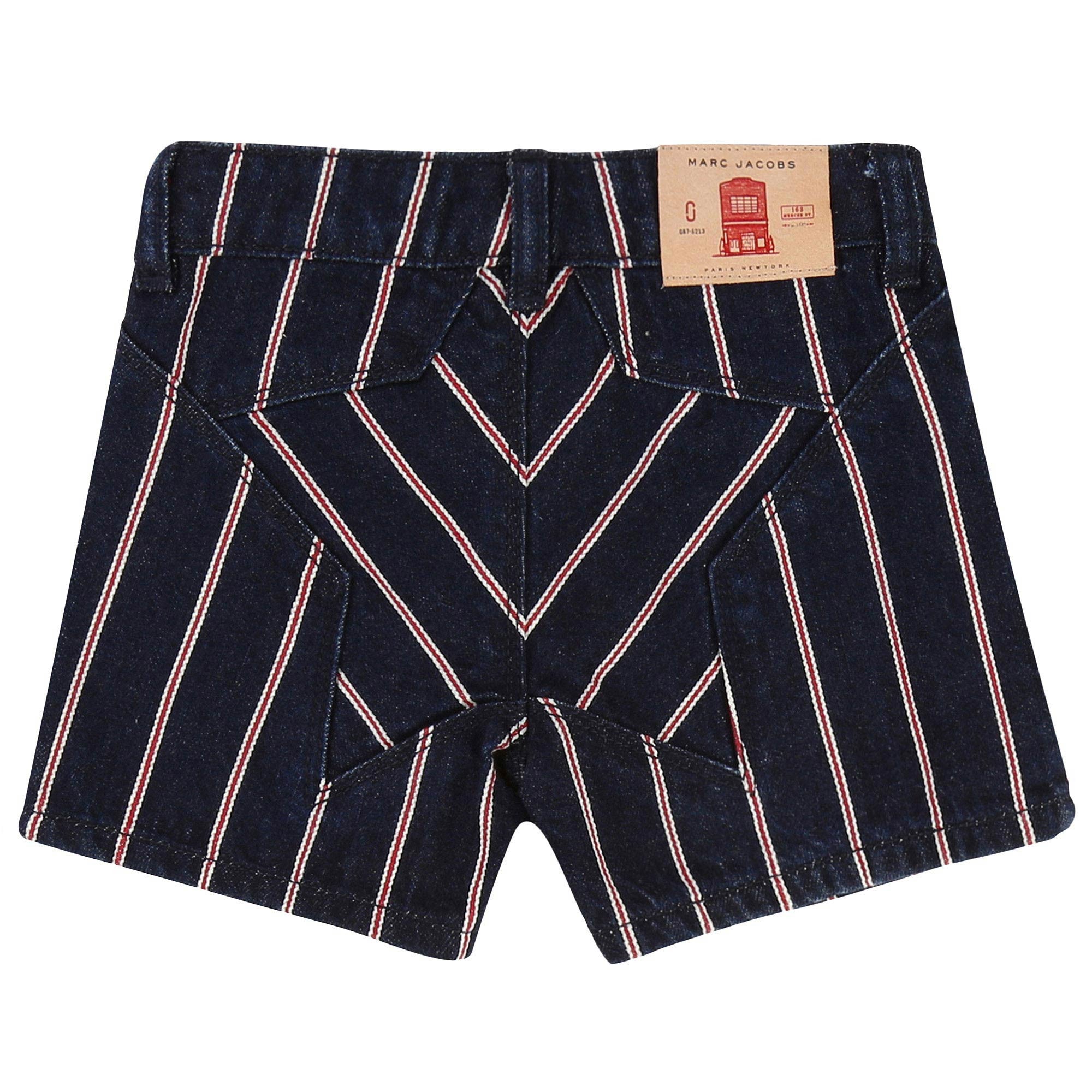 Girls Blue Denim & Red Stripe Shorts - CÉMAROSE | Children's Fashion Store - 2