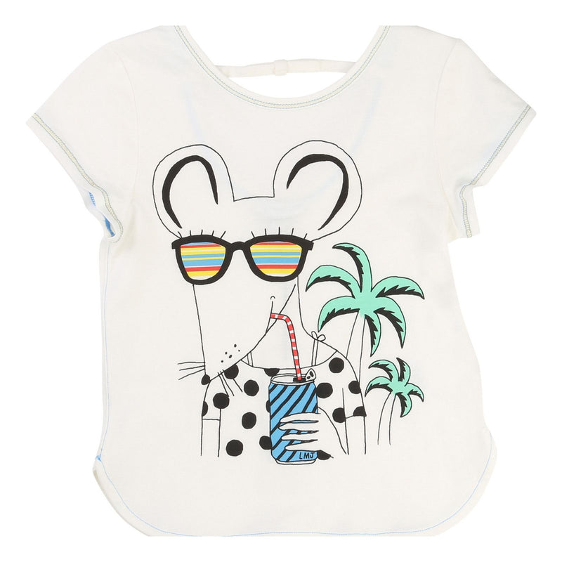 Girls Ivory Mouse Printed Trims T-Shirt - CÉMAROSE | Children's Fashion Store