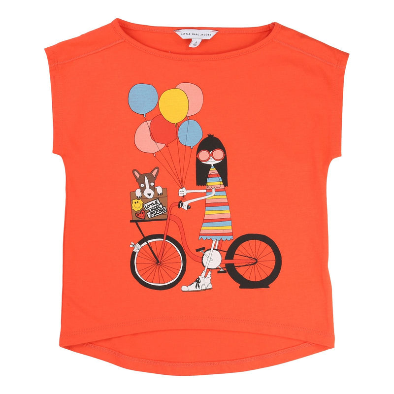 Girls Red 'Mrs Marc' Printed Jersey T-Shirt - CÉMAROSE | Children's Fashion Store