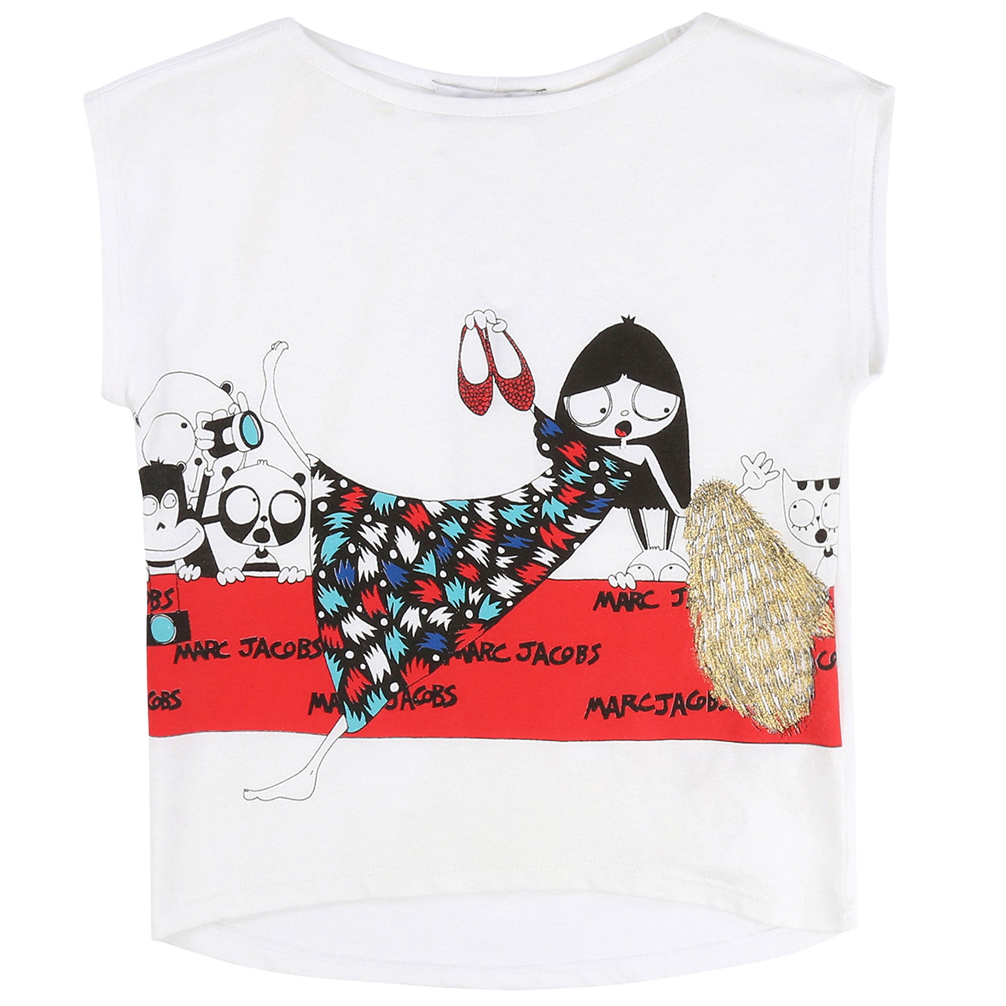 Girls White Cotton Modal T-shirt - CÉMAROSE | Children's Fashion Store - 1