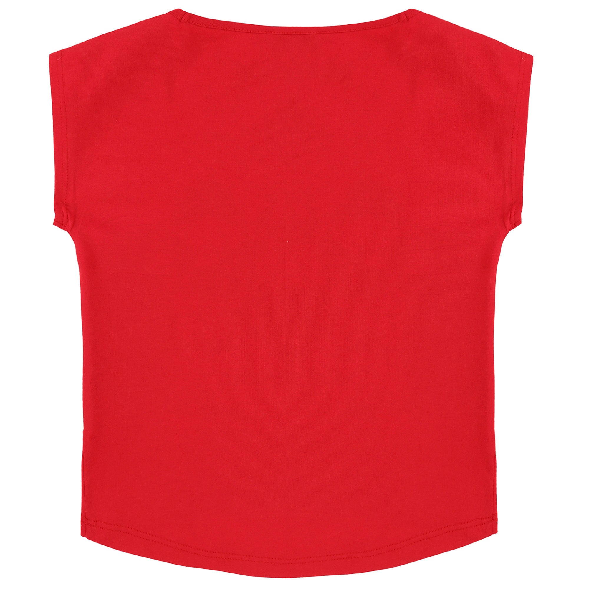 Girls Red Cotton Modal T-shirt - CÉMAROSE | Children's Fashion Store - 2