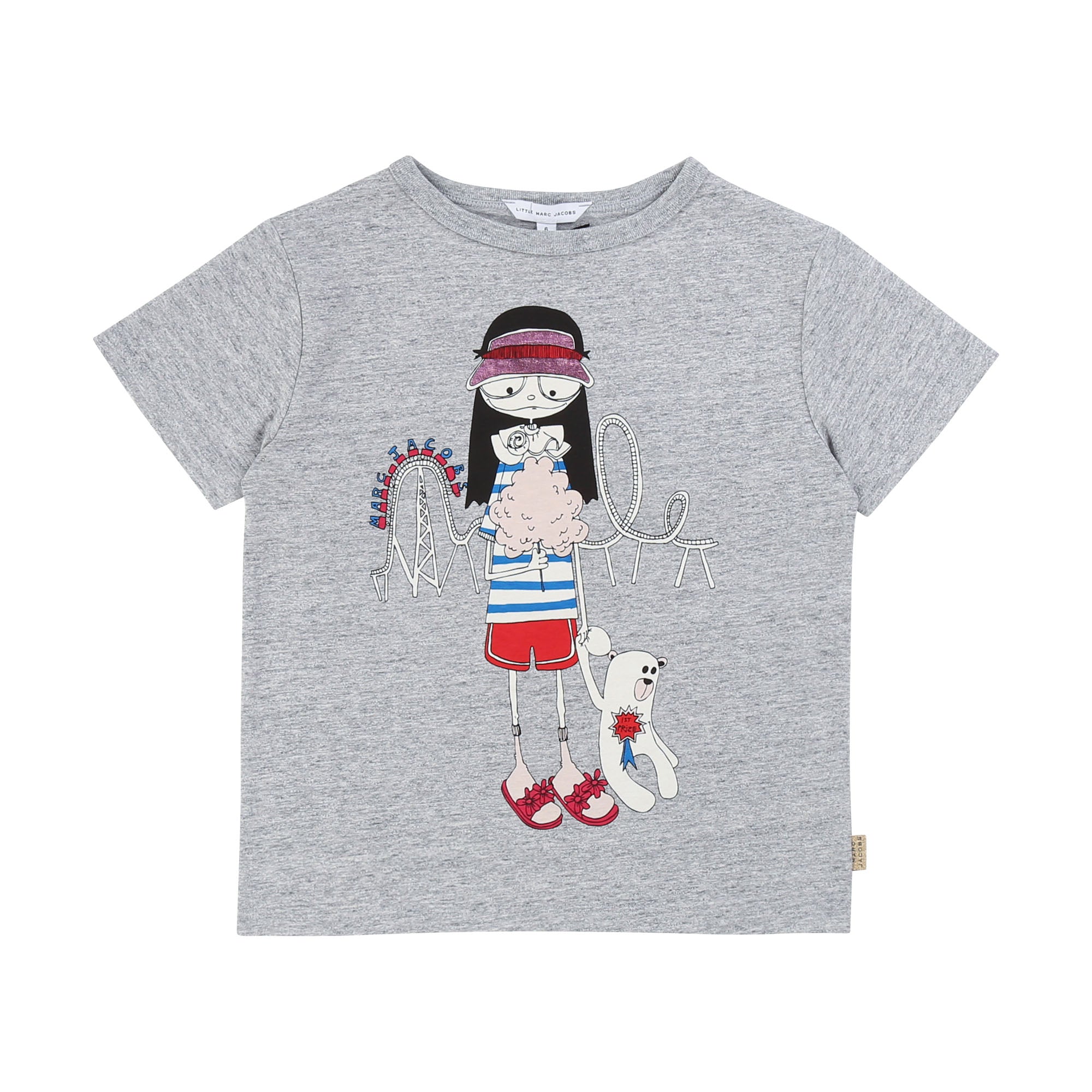 Girls Grey Pattern Cotton T-shirt