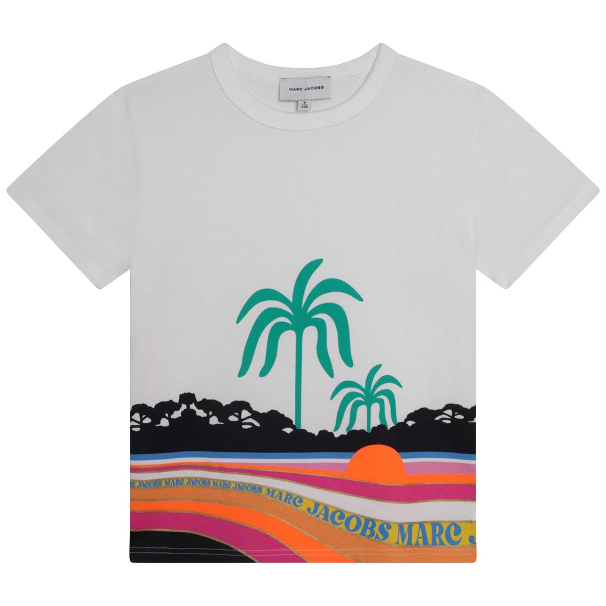 Boys White Printed T-Shirt