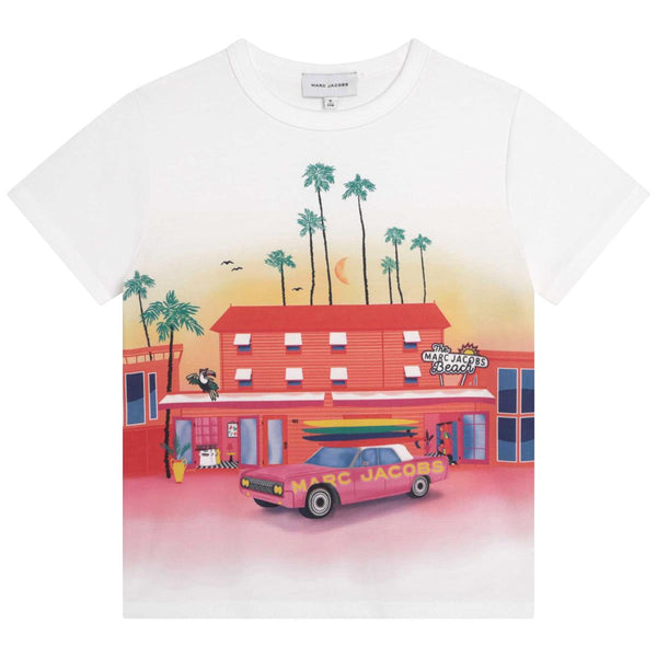 Girls White Printed T-Shirt
