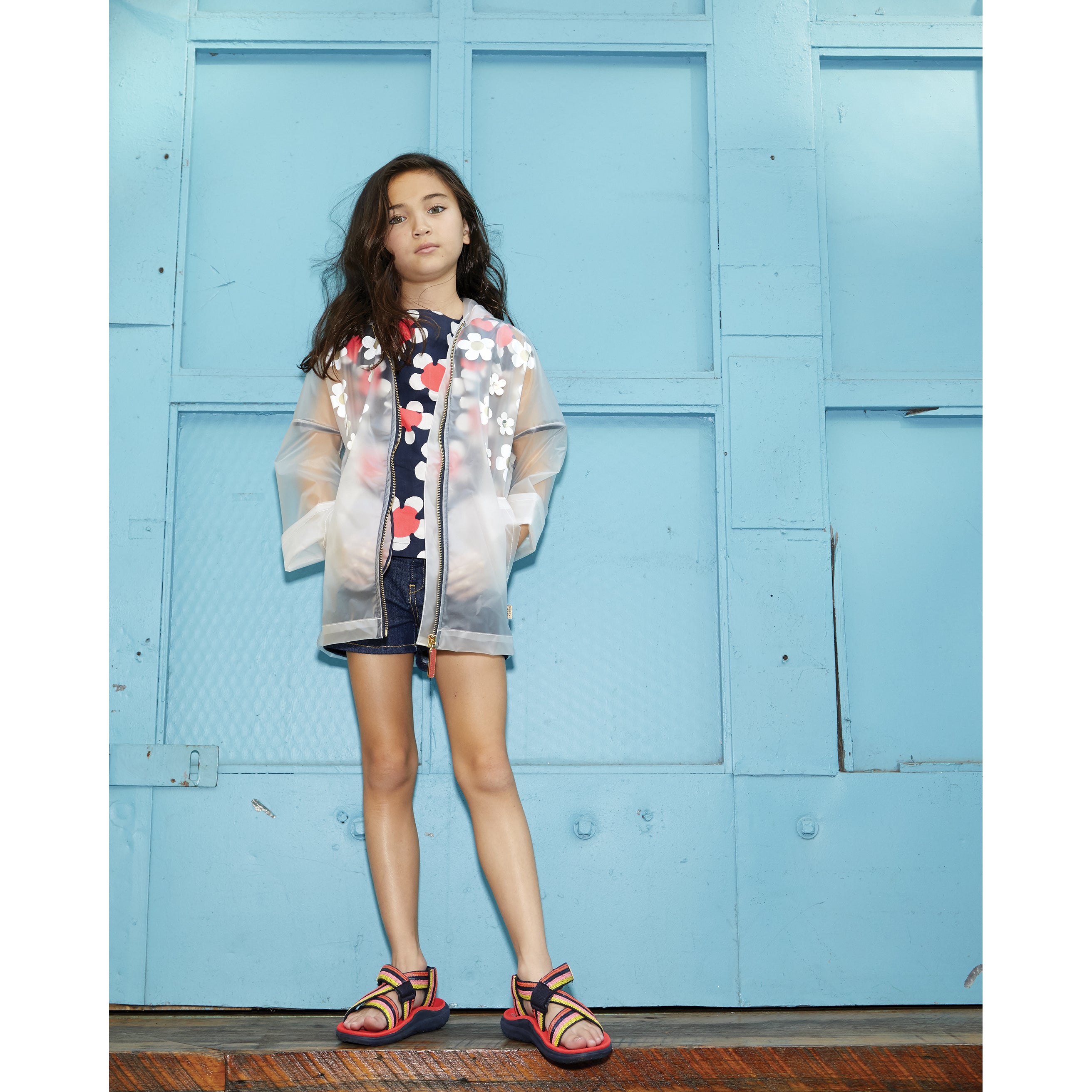Girls Transparent Printed Raincoat