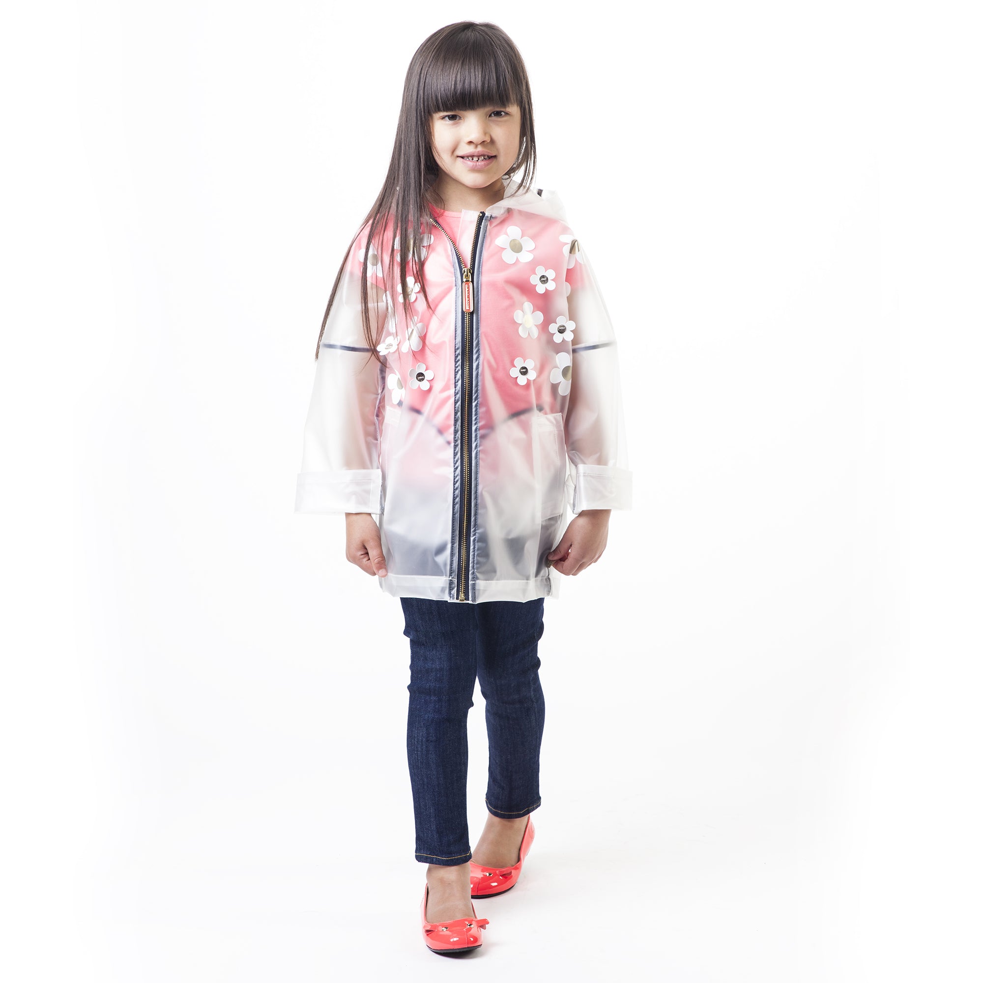 Girls Transparent Printed Raincoat