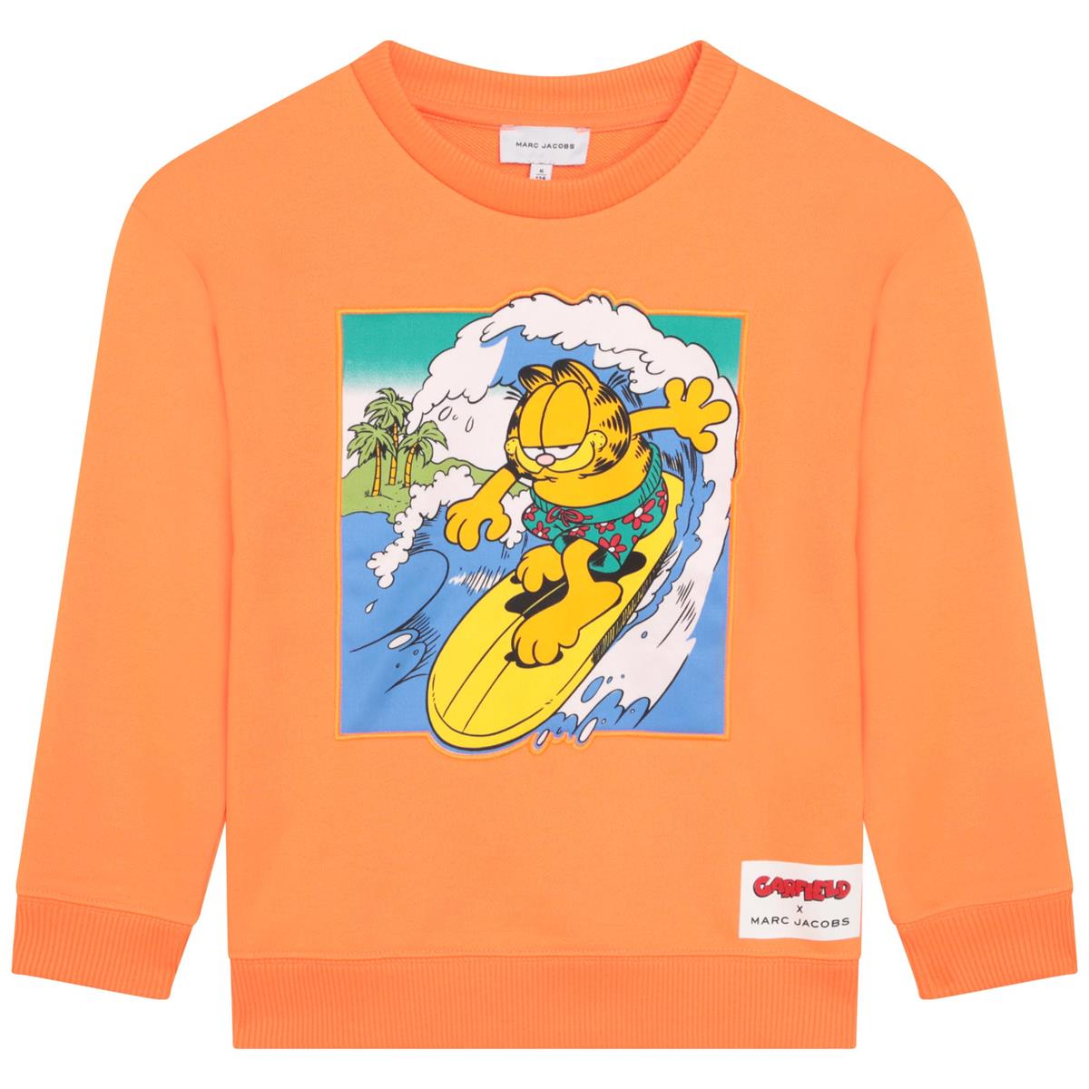 Boys Orange Printed Sweatshirt